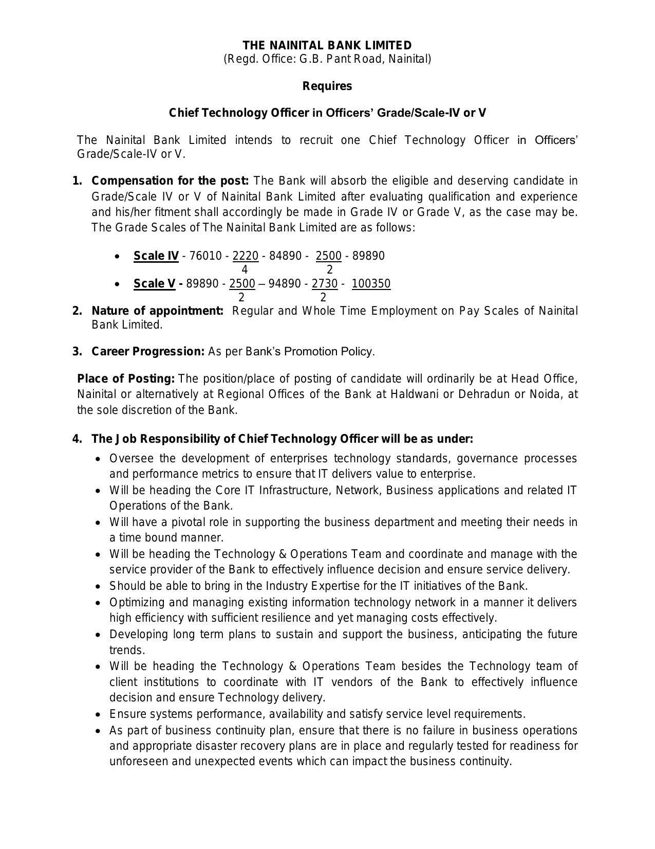 Nainital Bank Invites Application for Chief Technology Officer Recruitment 2022 - Page 3