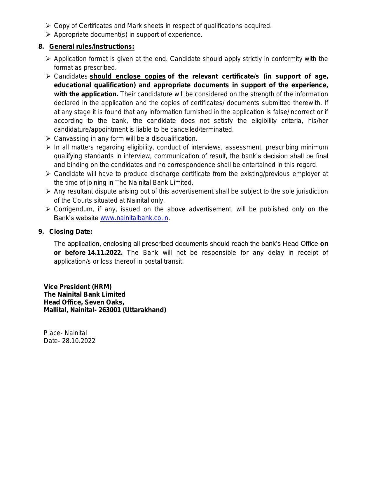 Nainital Bank Invites Application for Chief Technology Officer Recruitment 2022 - Page 2