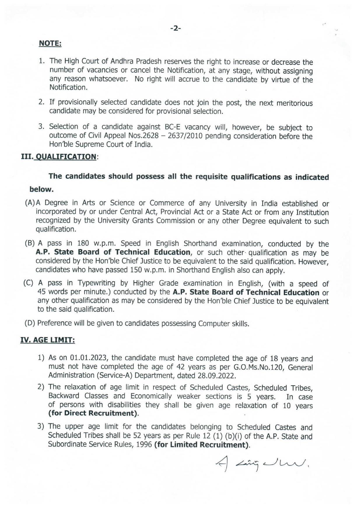 High Court of Andhra Pradesh Invites Application for 39 Court Master, Personal Secretary Recruitment 2023 - Page 2