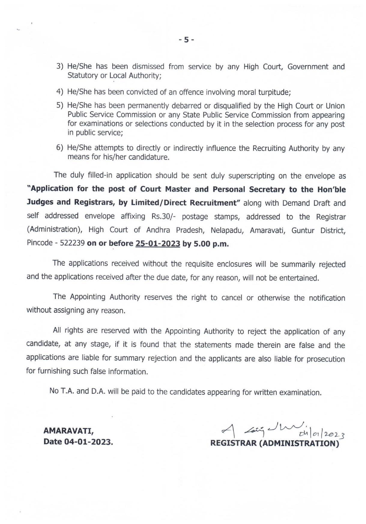 High Court of Andhra Pradesh Invites Application for 39 Court Master, Personal Secretary Recruitment 2023 - Page 7