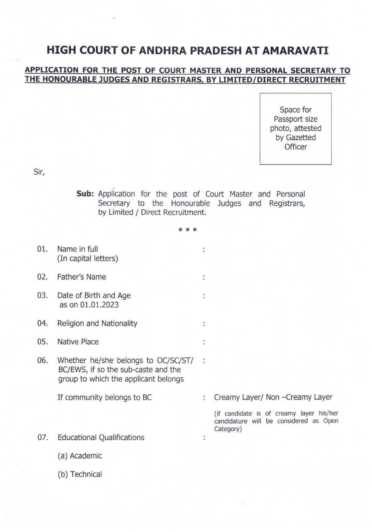 High Court of Andhra Pradesh Invites Application for 39 Court Master, Personal Secretary Recruitment 2023 - Page 8