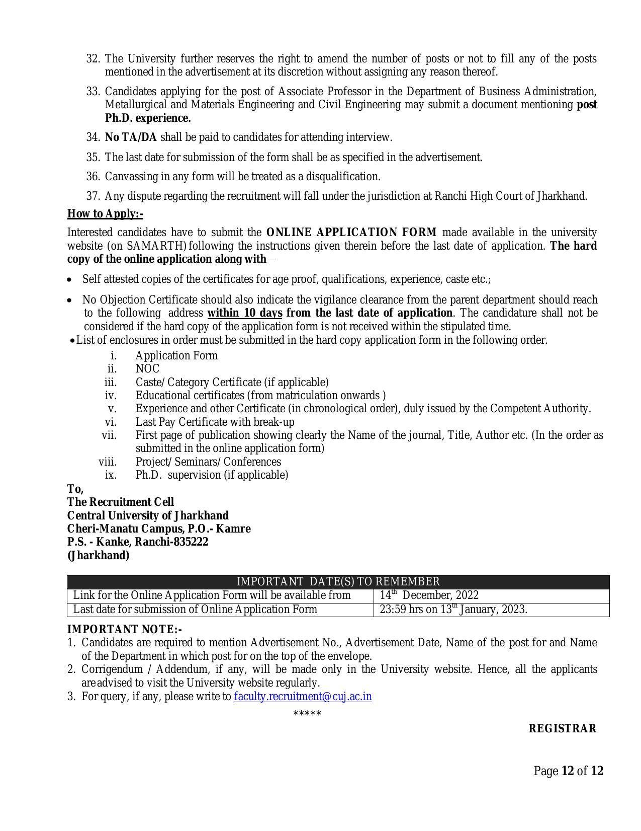 Central University of Jharkhand (CUJ) Invites Application for 43 Professor, Assistant Professor, More Vacancies Recruitment 2022 - Page 8