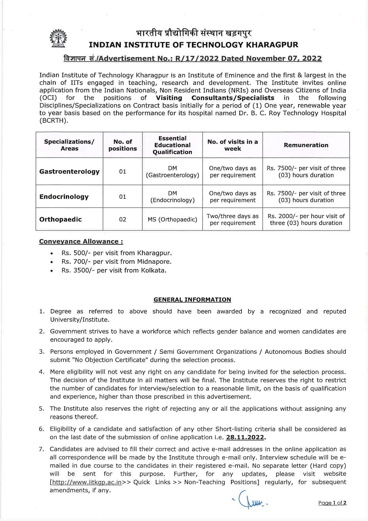 IIT Kharagpur Invites Application for 4 Visiting Consultant Or Specialists Recruitment 2022 - Page 2