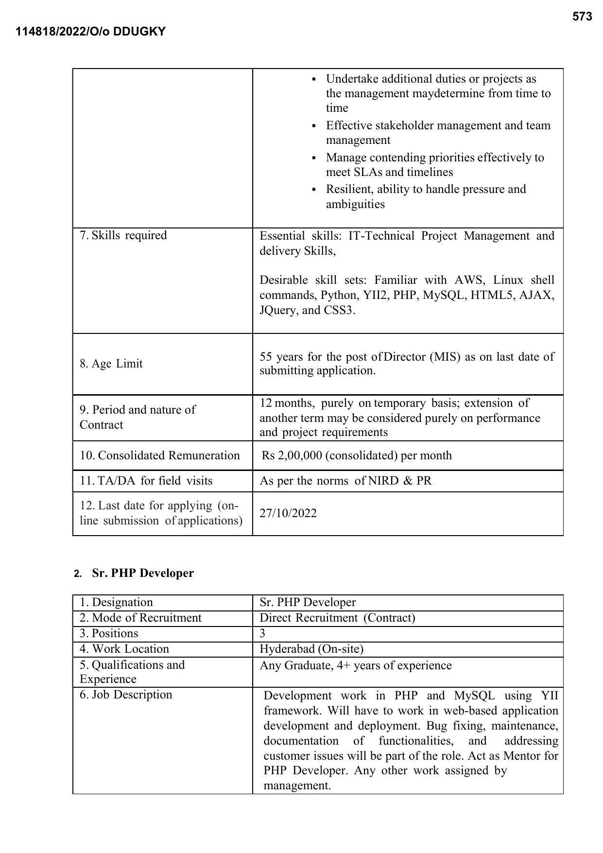 NIRD Invites Application for Developer, PHP Developer, More Vacancies Recruitment 2022 - Page 3