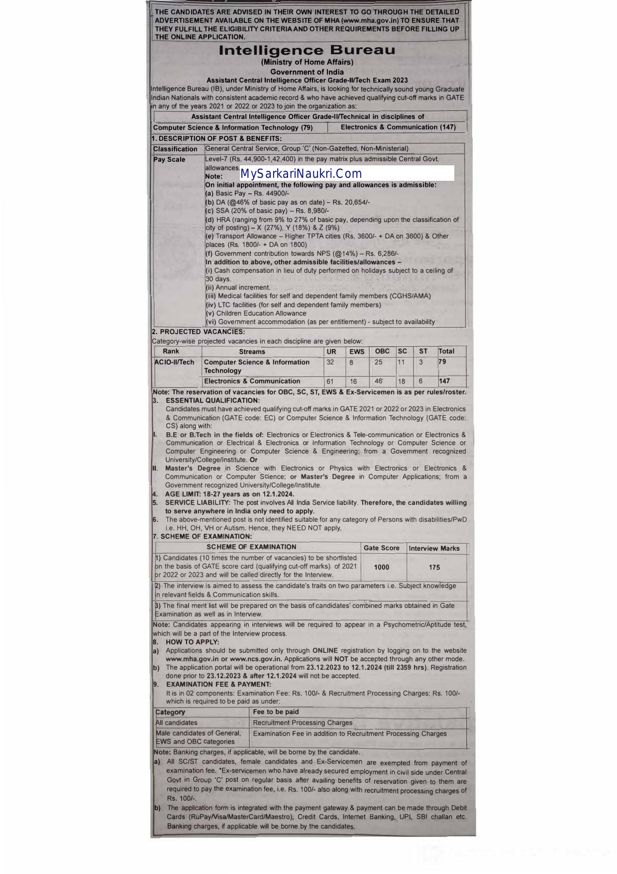 Intelligence Bureau (IB) Assistant Central Intelligence Officer (ACIO) Recruitment 2023 - Page 2