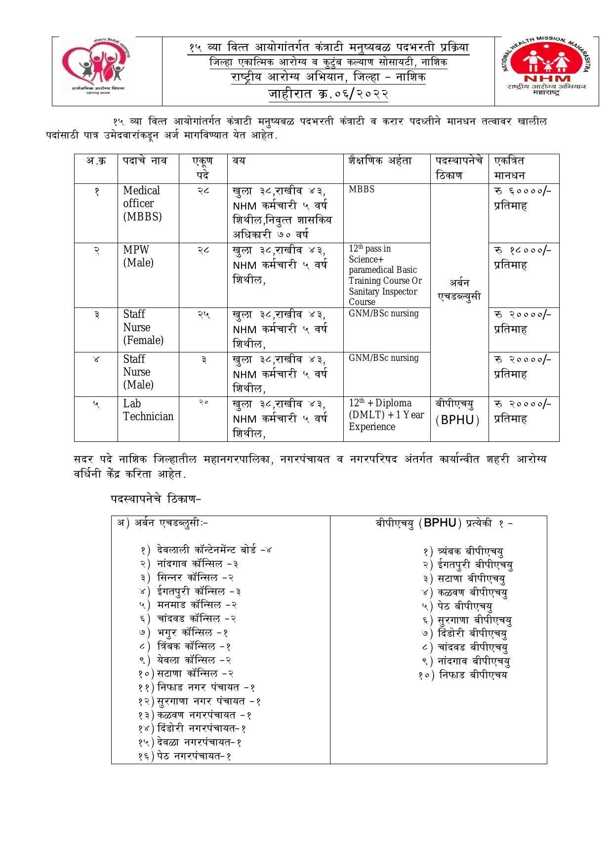 NHM Nasik Medical Officer, Lab Technician and Various Posts Recruitment 2022 - Page 3