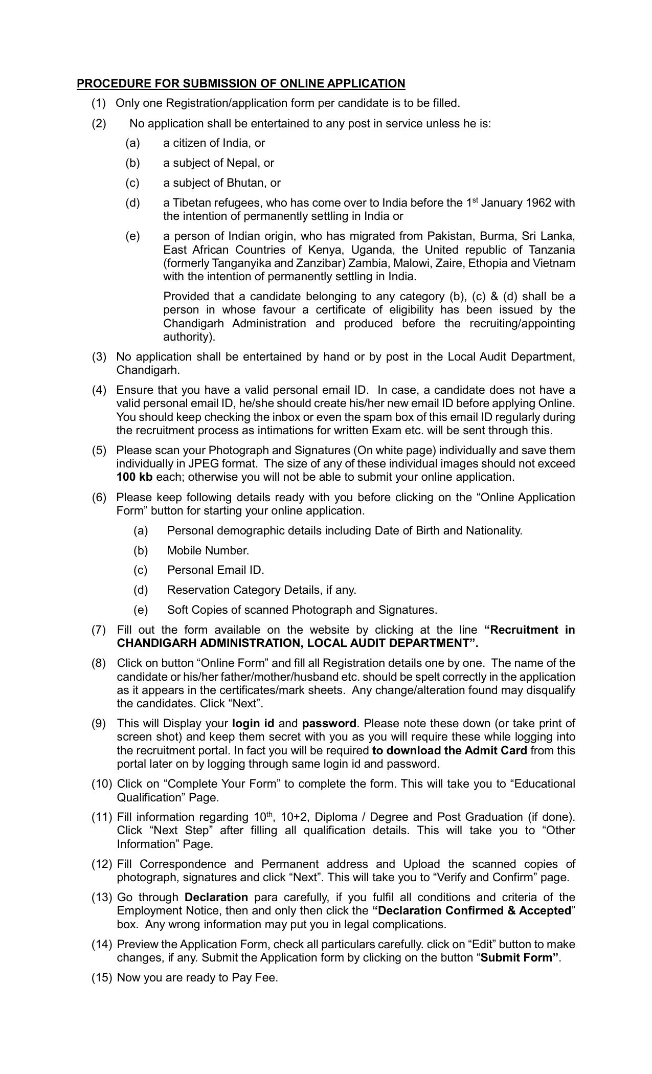 Chandigarh Administration 29 Junior Auditor Recruitment 2023 - Page 5
