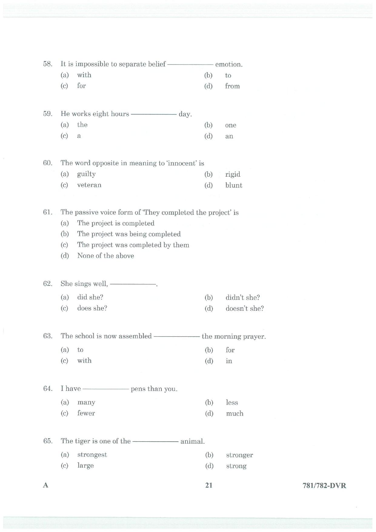 LPSC Driver (LVD/HVD) 2025 Question Paper - Page 21