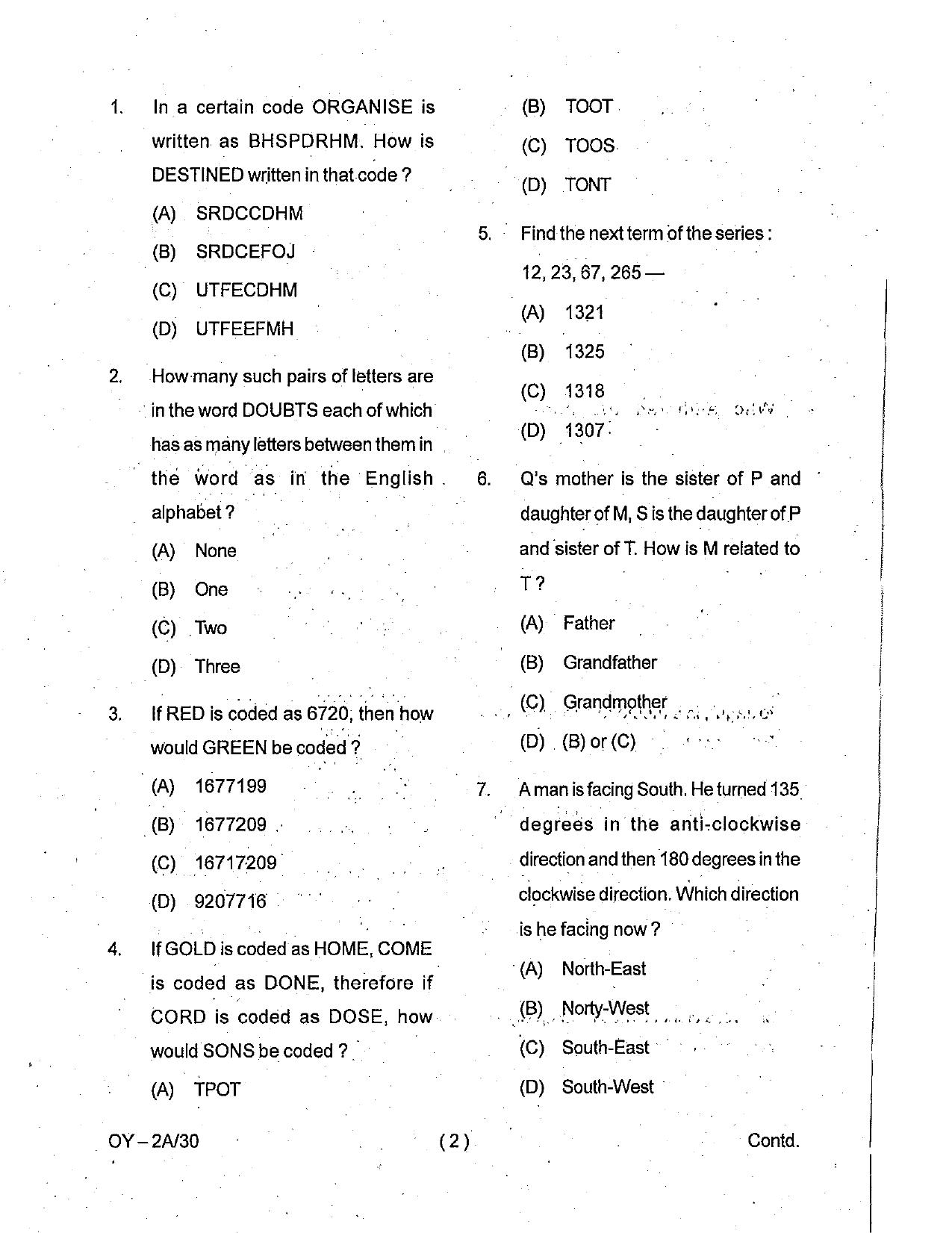 OSSC Junior Clerk Previous Question Papers - Page 2