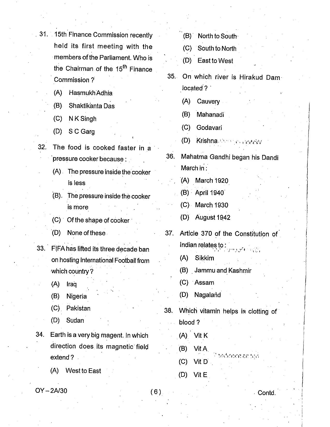 OSSC Junior Clerk Previous Question Papers - Page 6