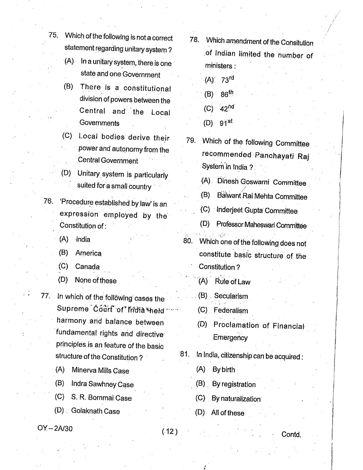 OSSC Junior Clerk Previous Question Papers - Page 12