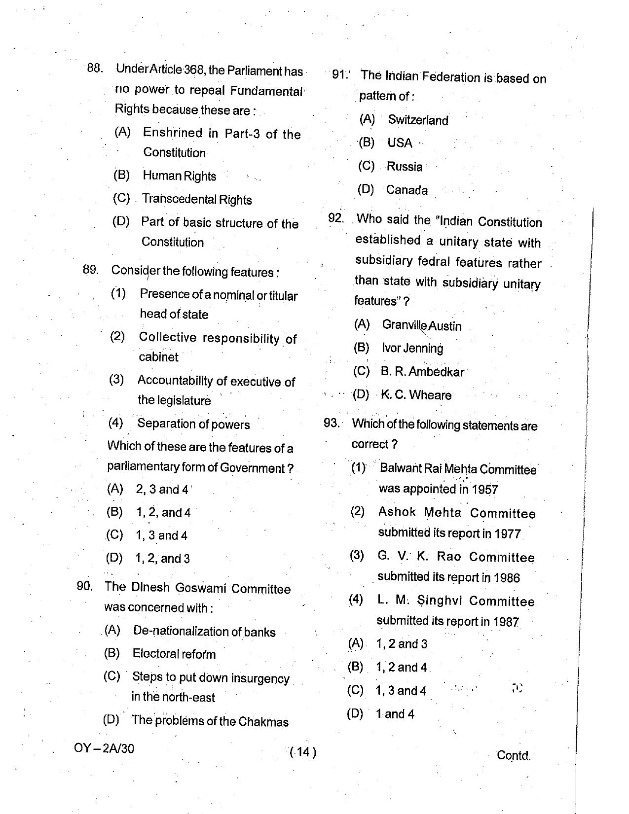 OSSC Junior Clerk Previous Question Papers - Page 14