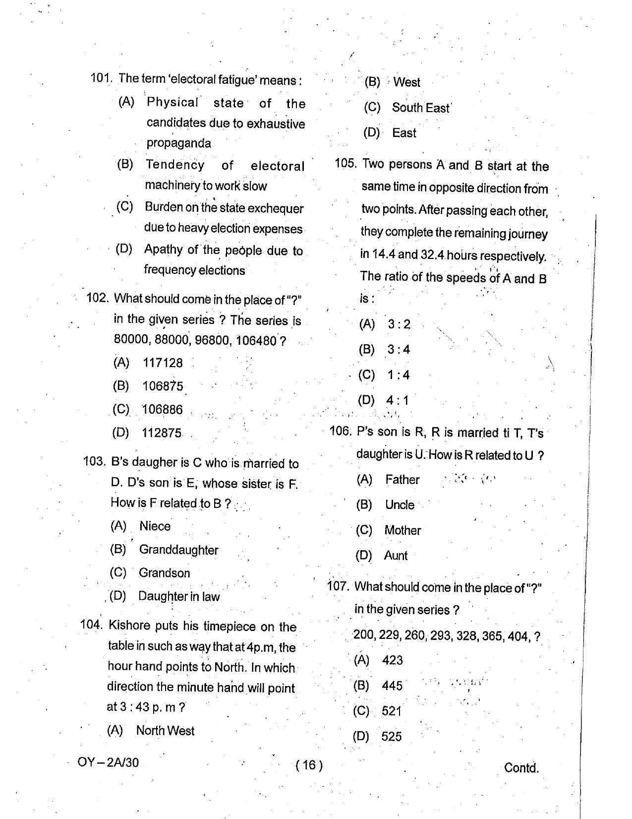 OSSC Junior Clerk Previous Question Papers - Page 16