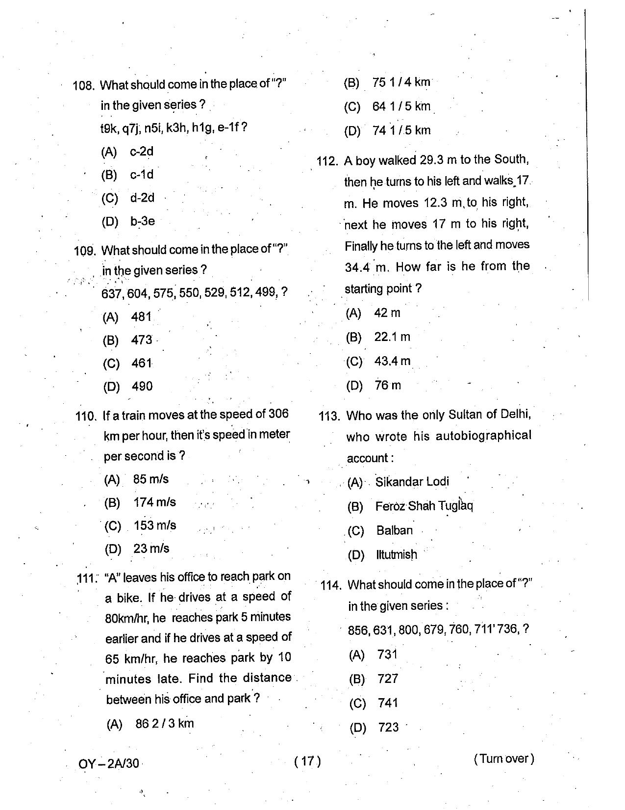 OSSC Junior Clerk Previous Question Papers - Page 17