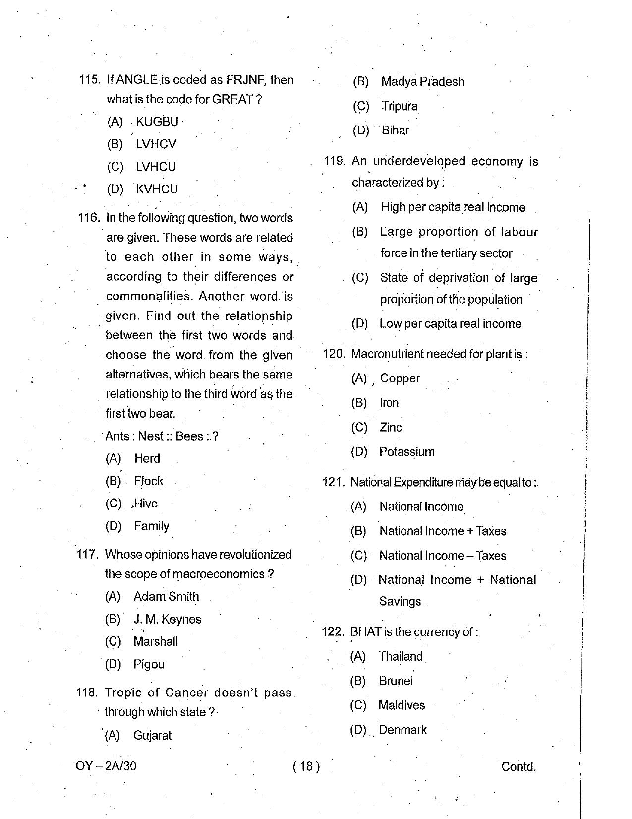 OSSC Junior Clerk Previous Question Papers - Page 18