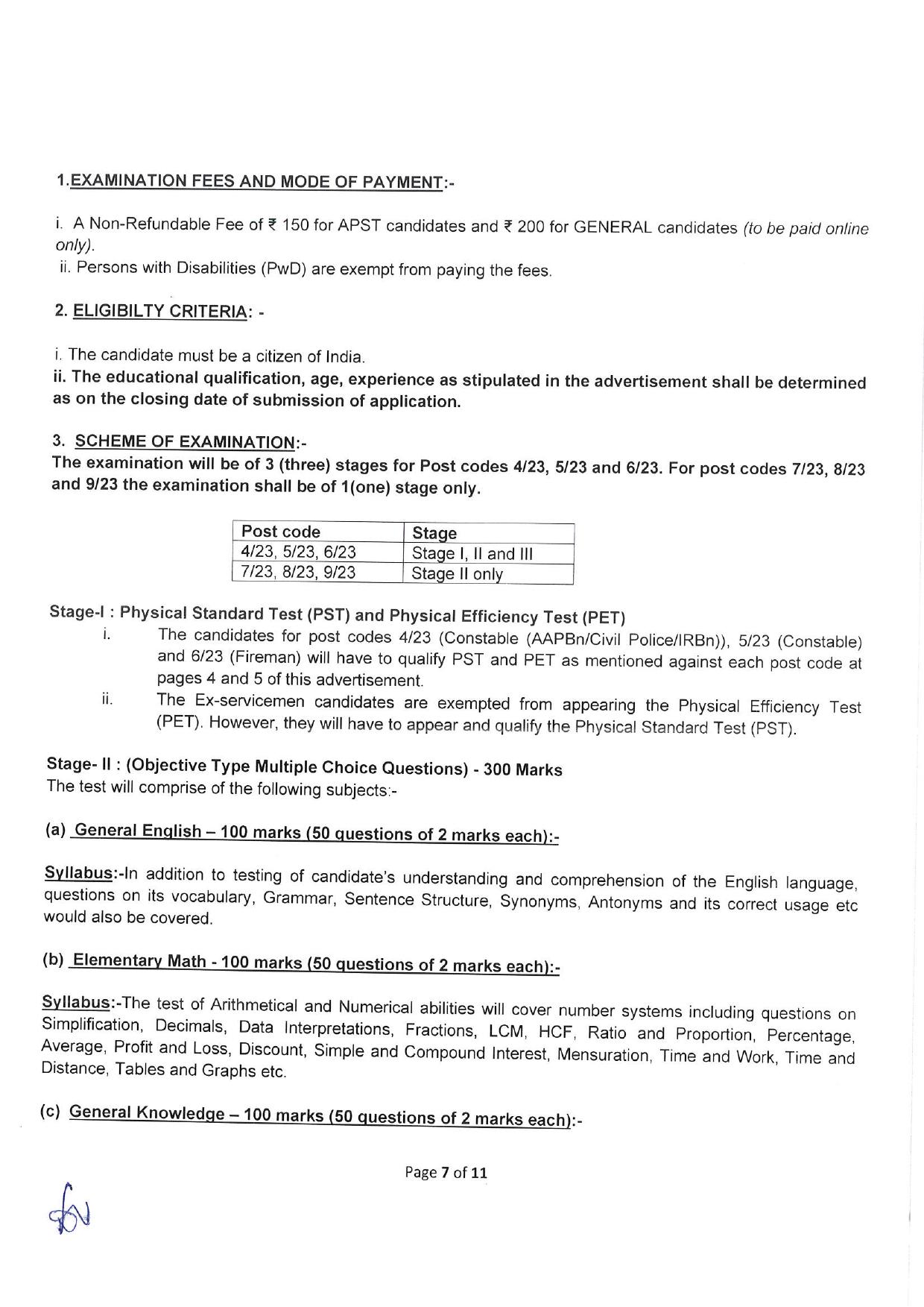 Arunachal Pradesh Staff Selection Board (APSSB) Combined Secondary Level Exam 2023 - Page 9