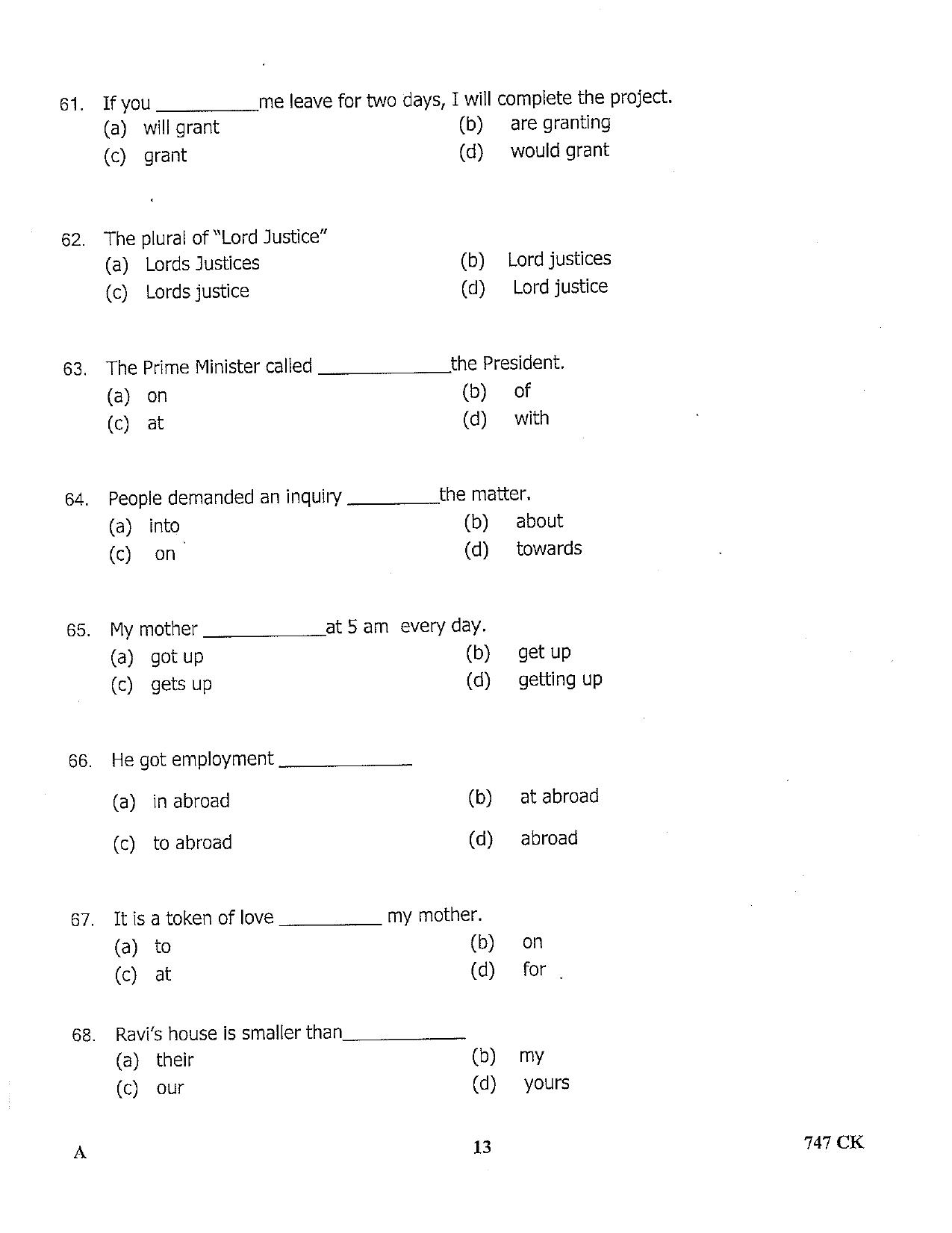 LPSC Cook 2022 Question Paper - Page 13