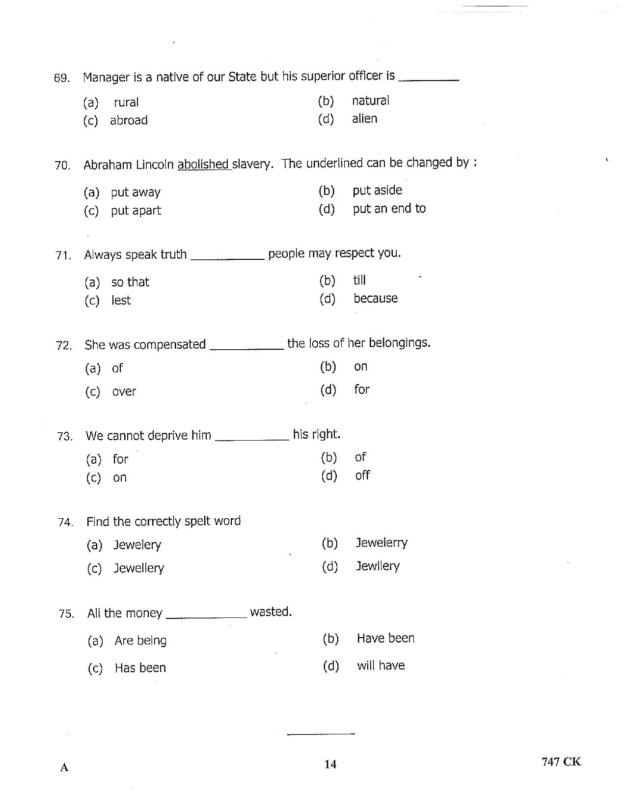LPSC Cook 2022 Question Paper - Page 14