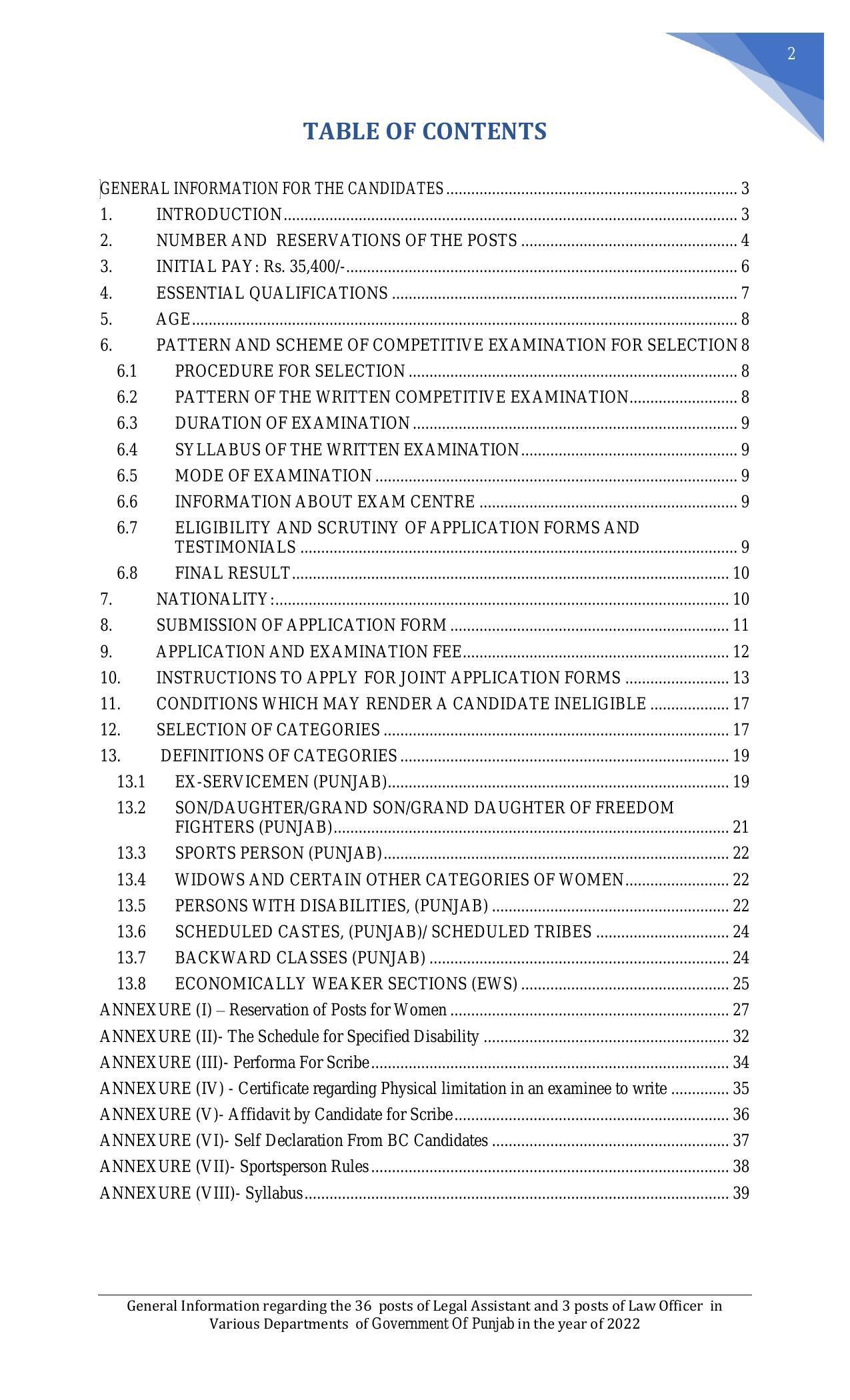 Punjab Public Service Commission Legal Assistant, Law Officer Recruitment 2022 - Page 10