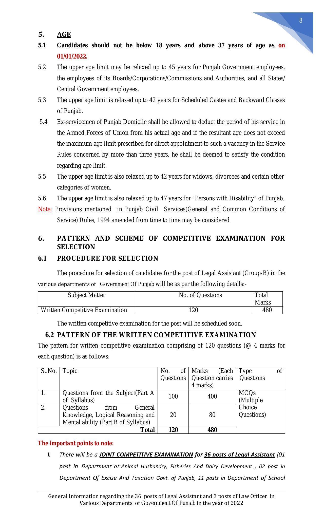 Punjab Public Service Commission Legal Assistant, Law Officer Recruitment 2022 - Page 33