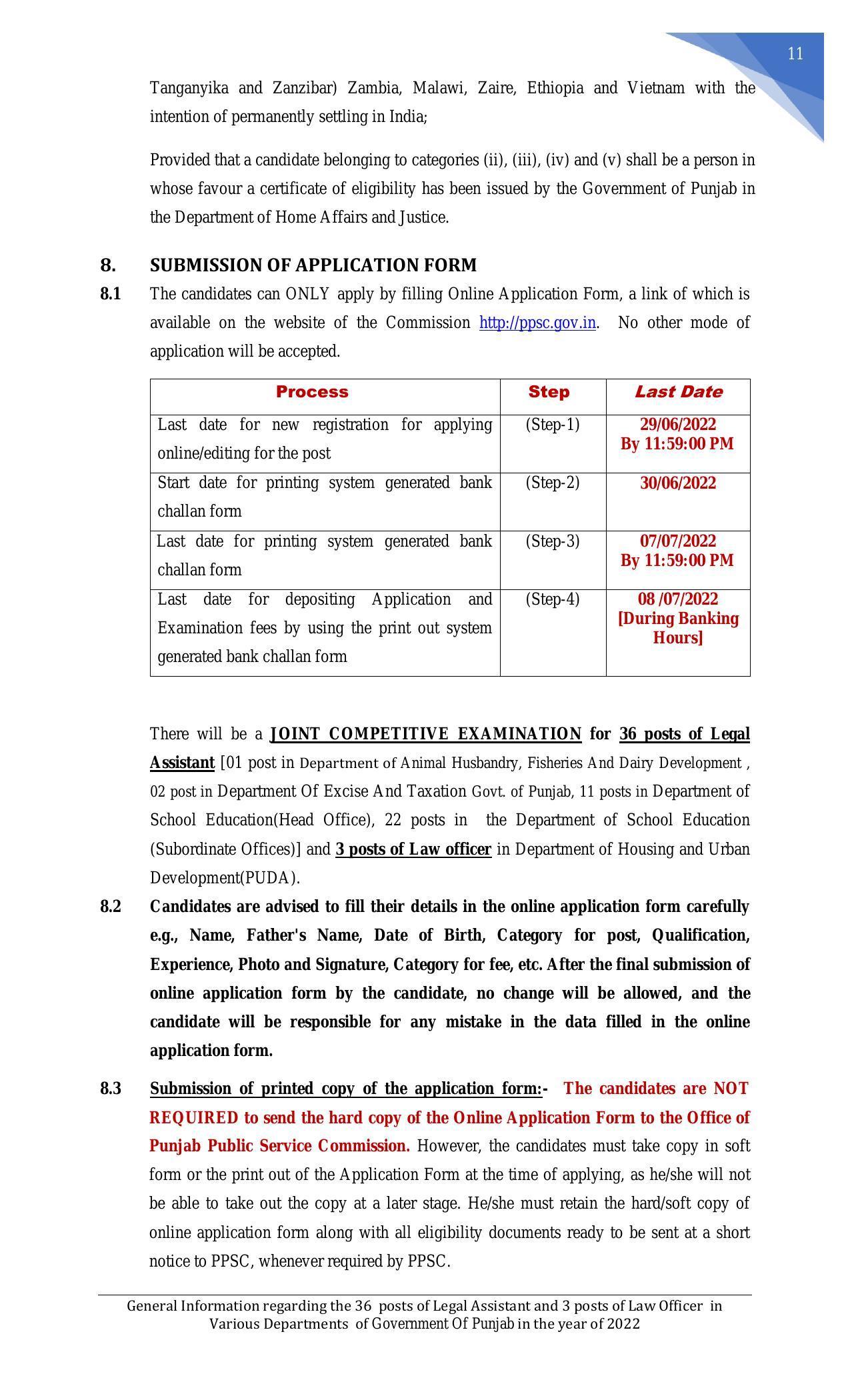 Punjab Public Service Commission Legal Assistant, Law Officer Recruitment 2022 - Page 19