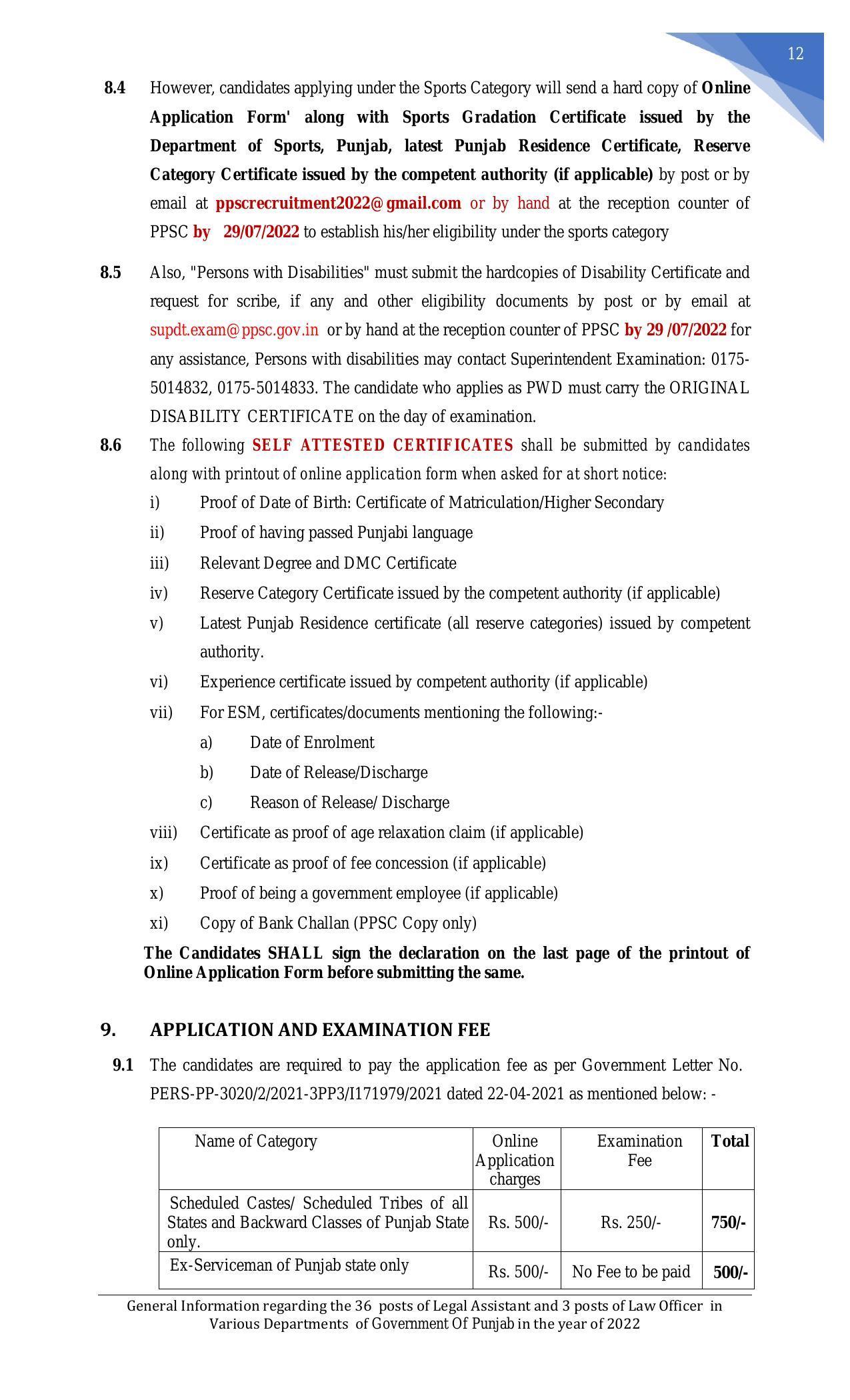 Punjab Public Service Commission Legal Assistant, Law Officer Recruitment 2022 - Page 21