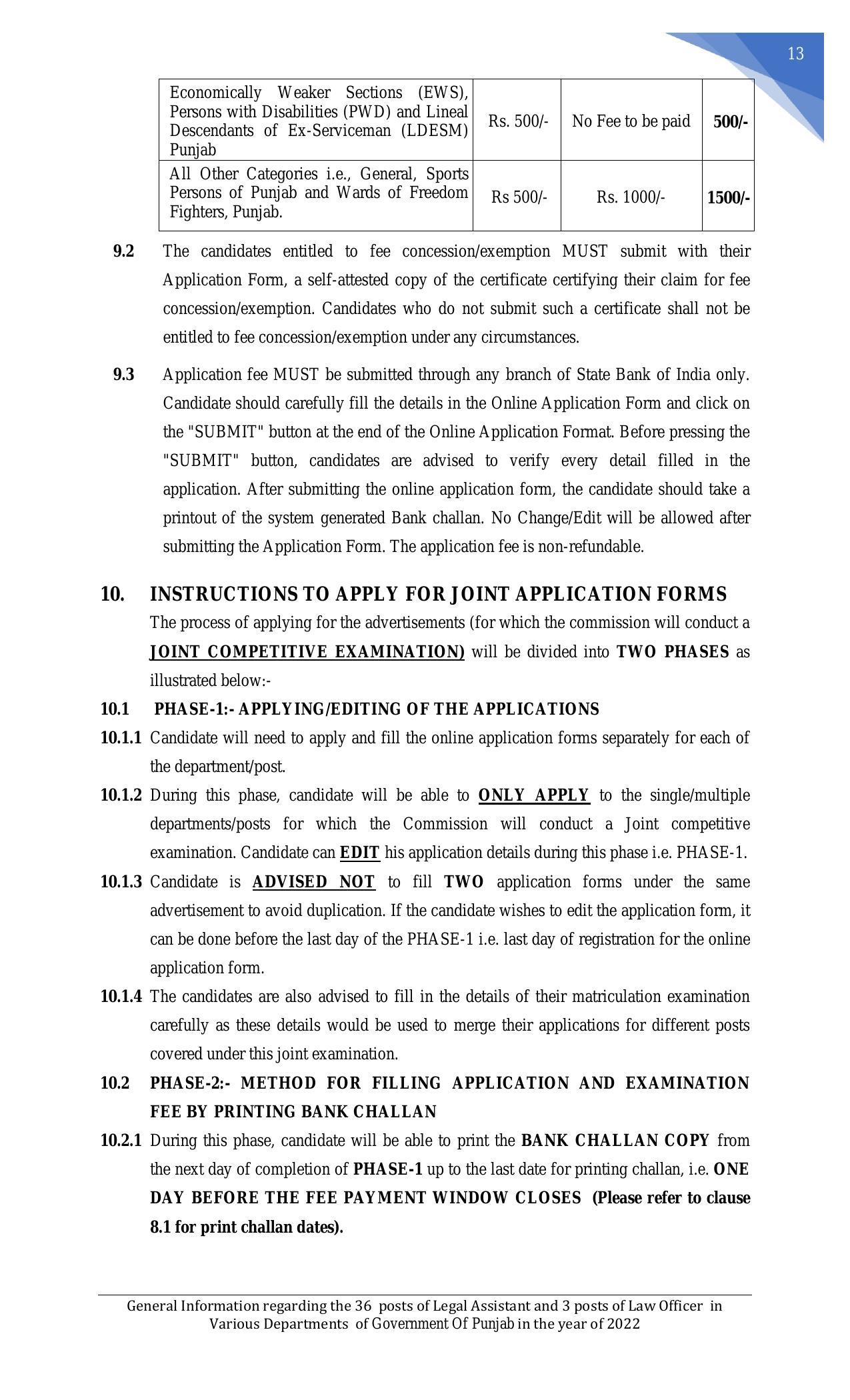 Punjab Public Service Commission Legal Assistant, Law Officer Recruitment 2022 - Page 35