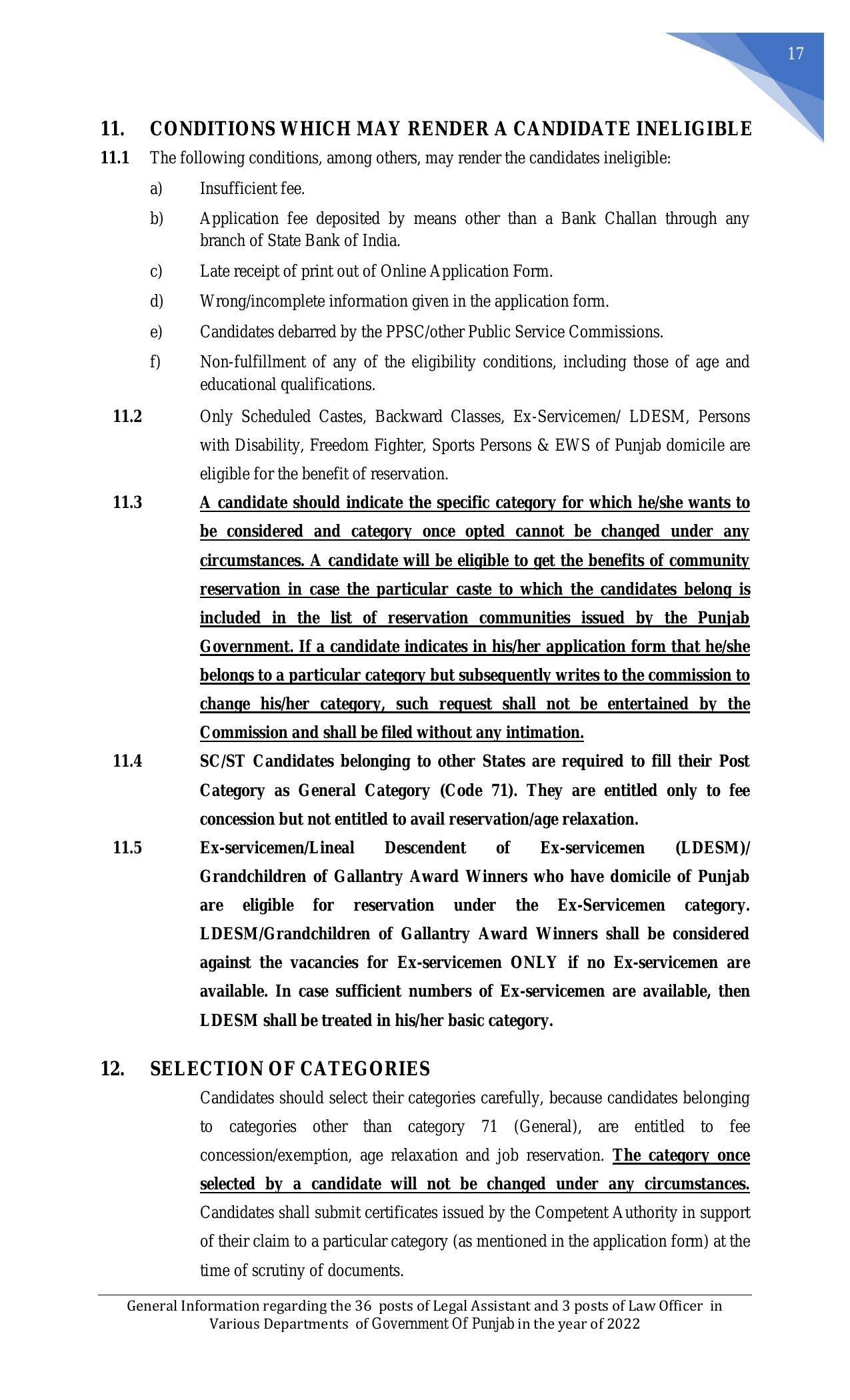 Punjab Public Service Commission Legal Assistant, Law Officer Recruitment 2022 - Page 28