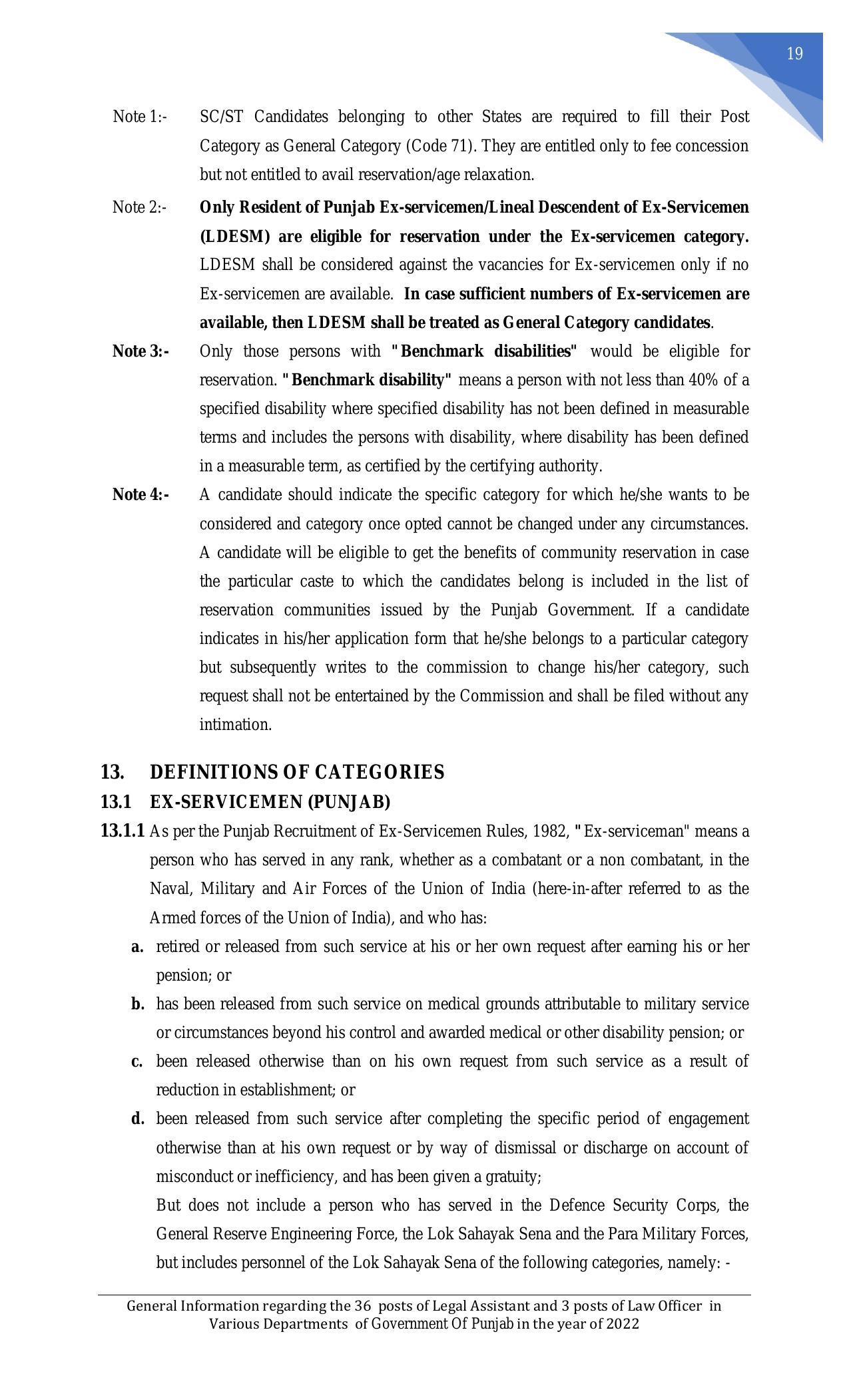 Punjab Public Service Commission Legal Assistant, Law Officer Recruitment 2022 - Page 3