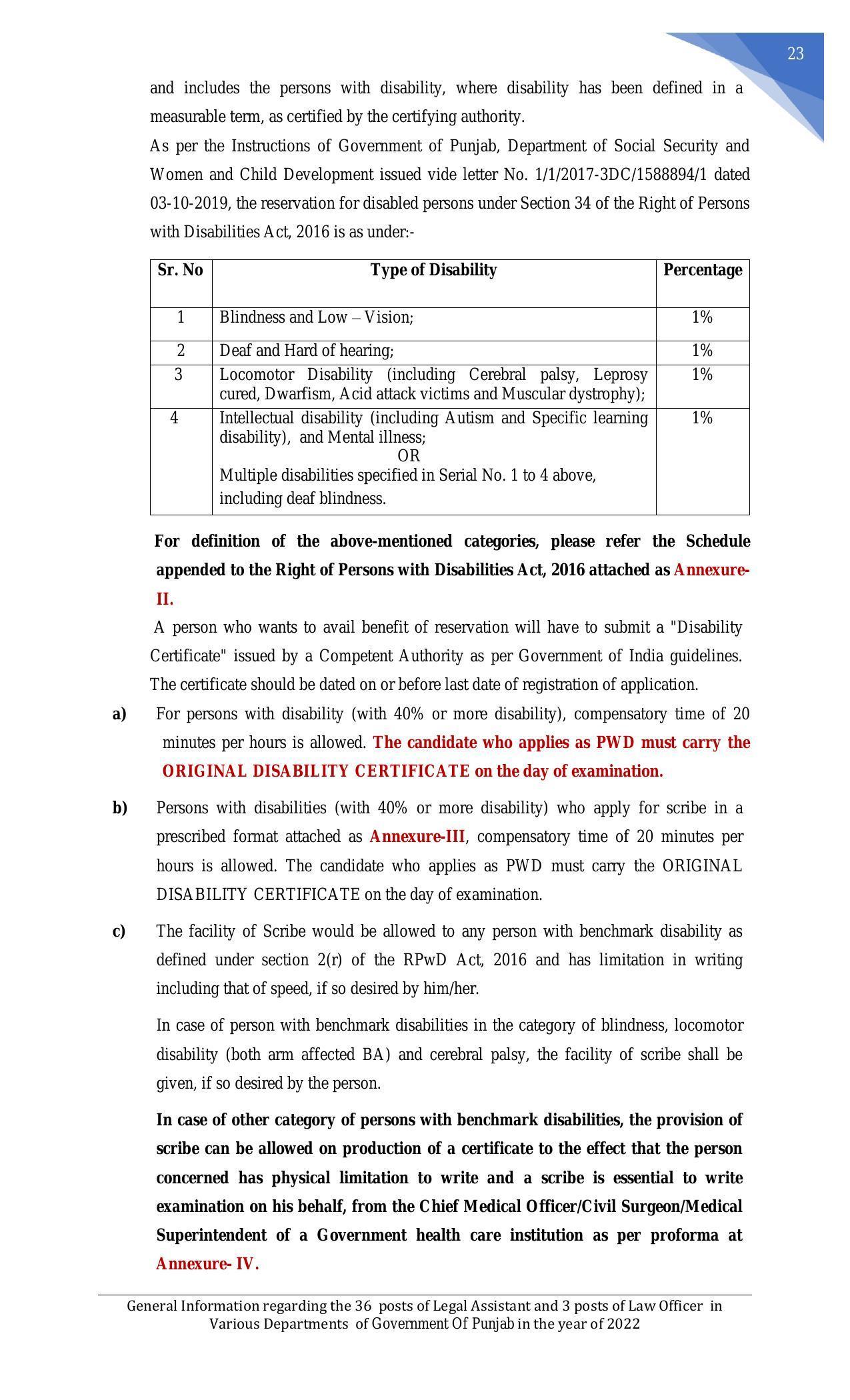 Punjab Public Service Commission Legal Assistant, Law Officer Recruitment 2022 - Page 18