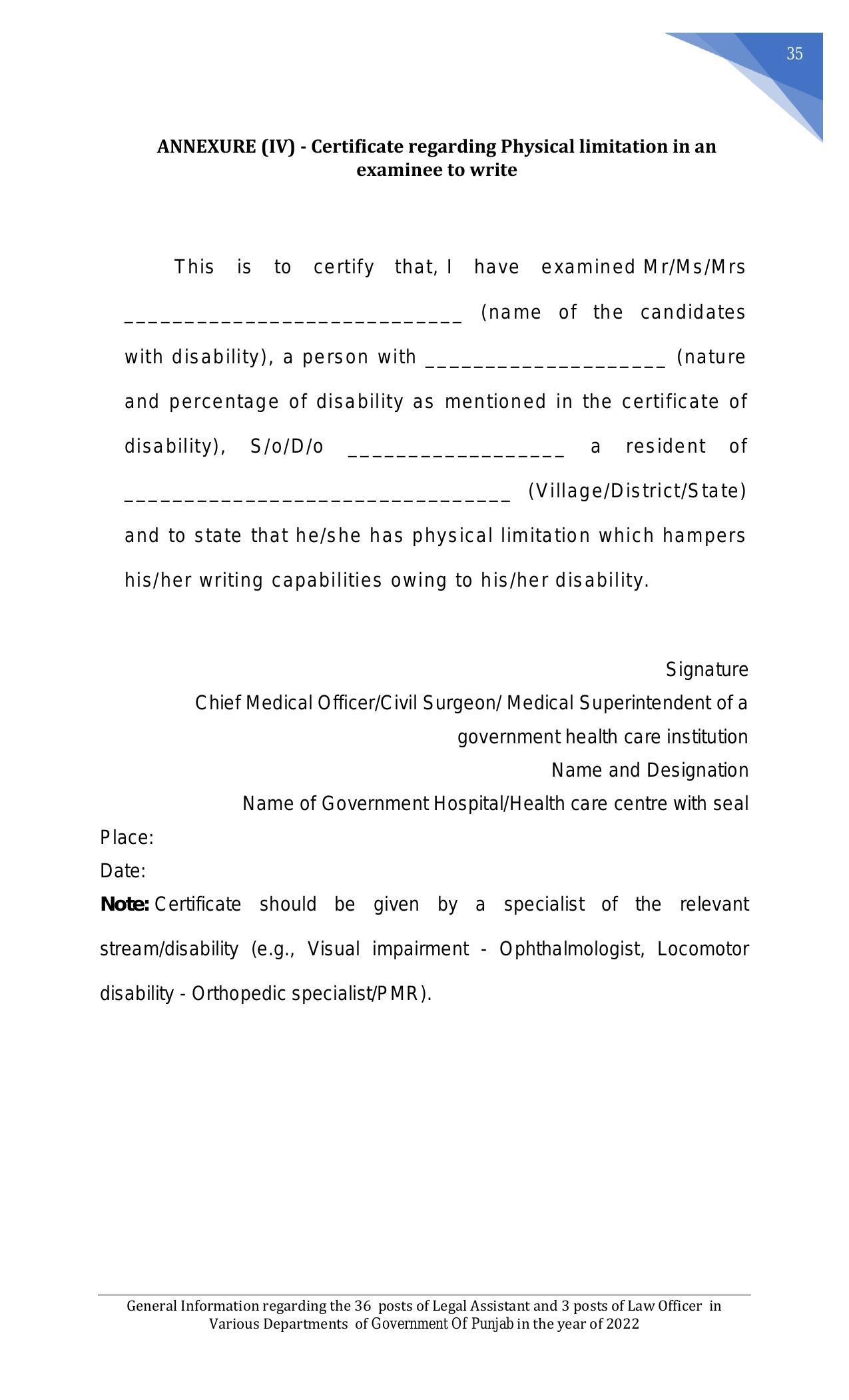 Punjab Public Service Commission Legal Assistant, Law Officer Recruitment 2022 - Page 37