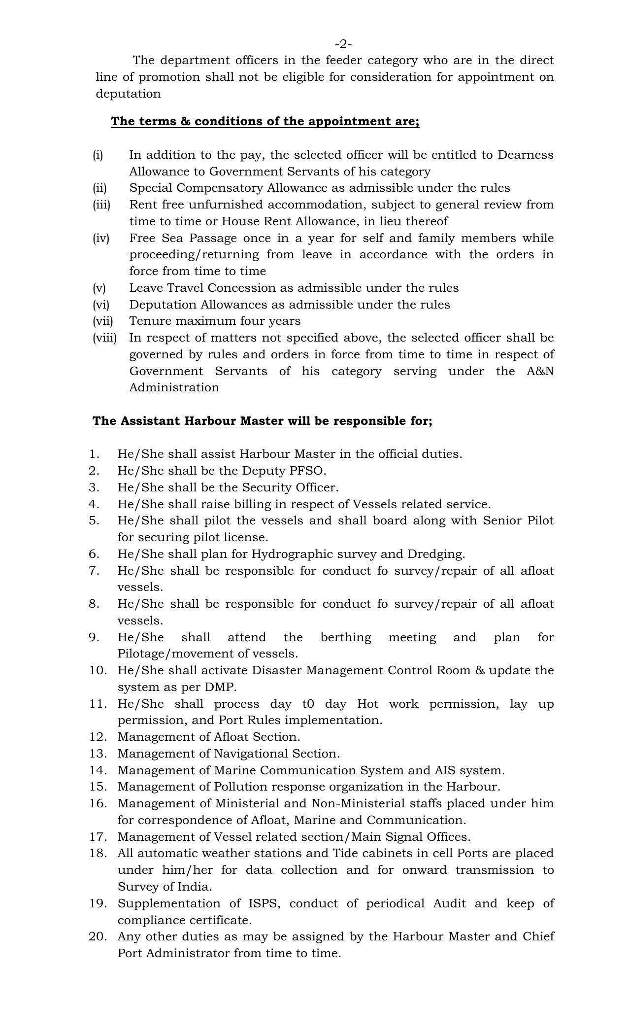Andaman & Nicobar Administration Invites Application for Assistant Harbour Master Recruitment 2022 - Page 2