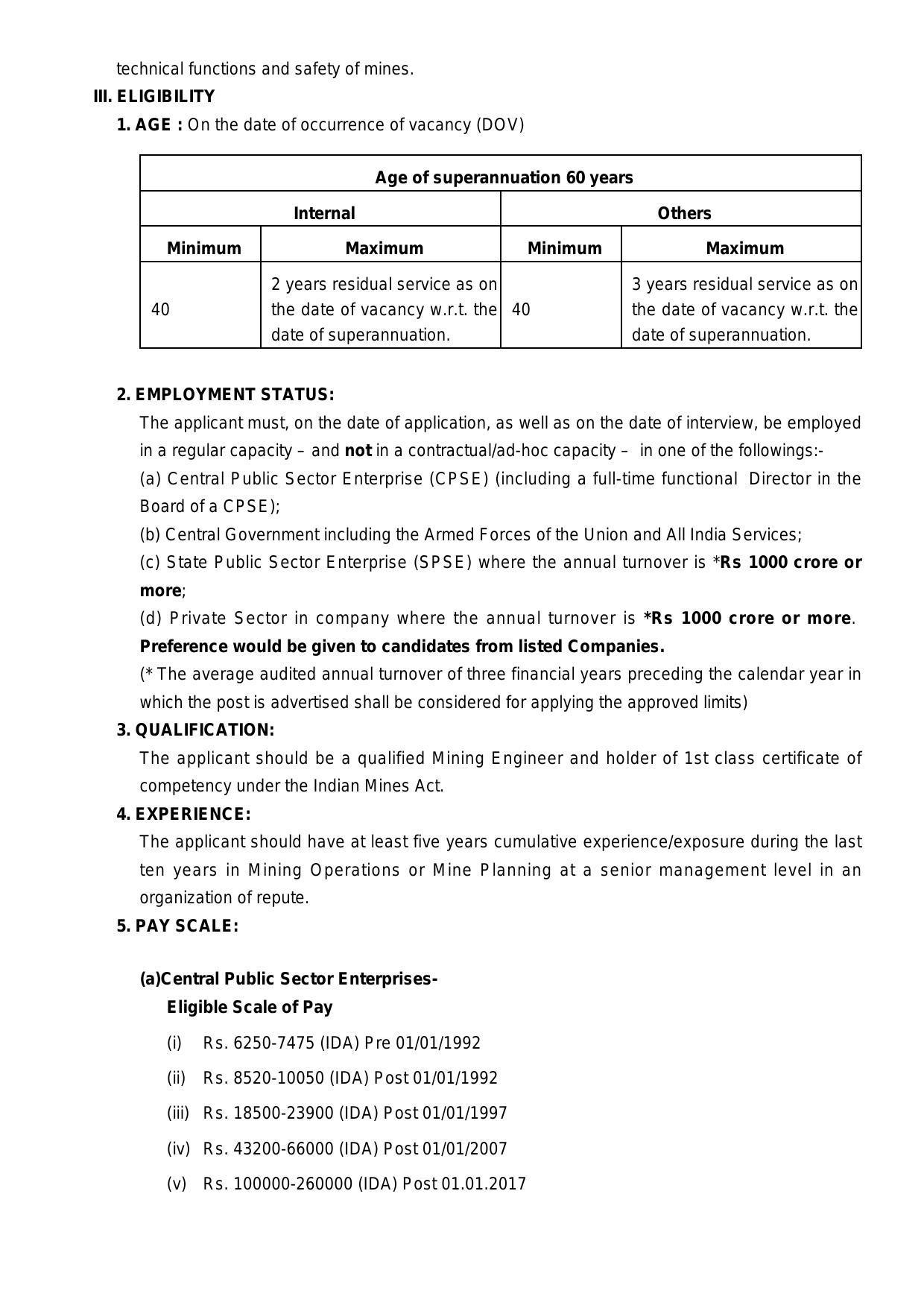 Mahanadi Coalfields Limited Invites Application for Director Recruitment 2022 - Page 1