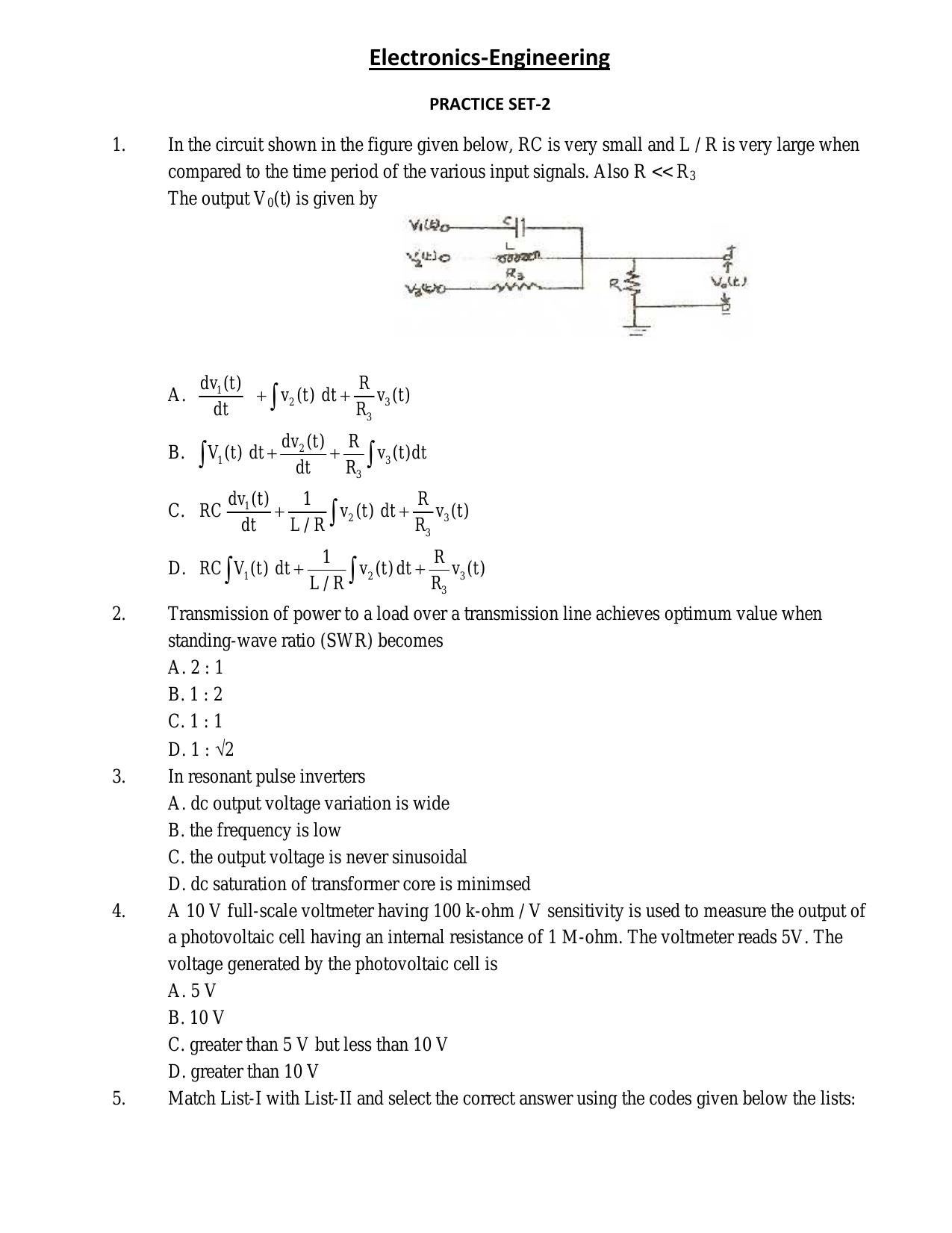 CSPHCL JE Electronics Previous Year Paper - Page 1