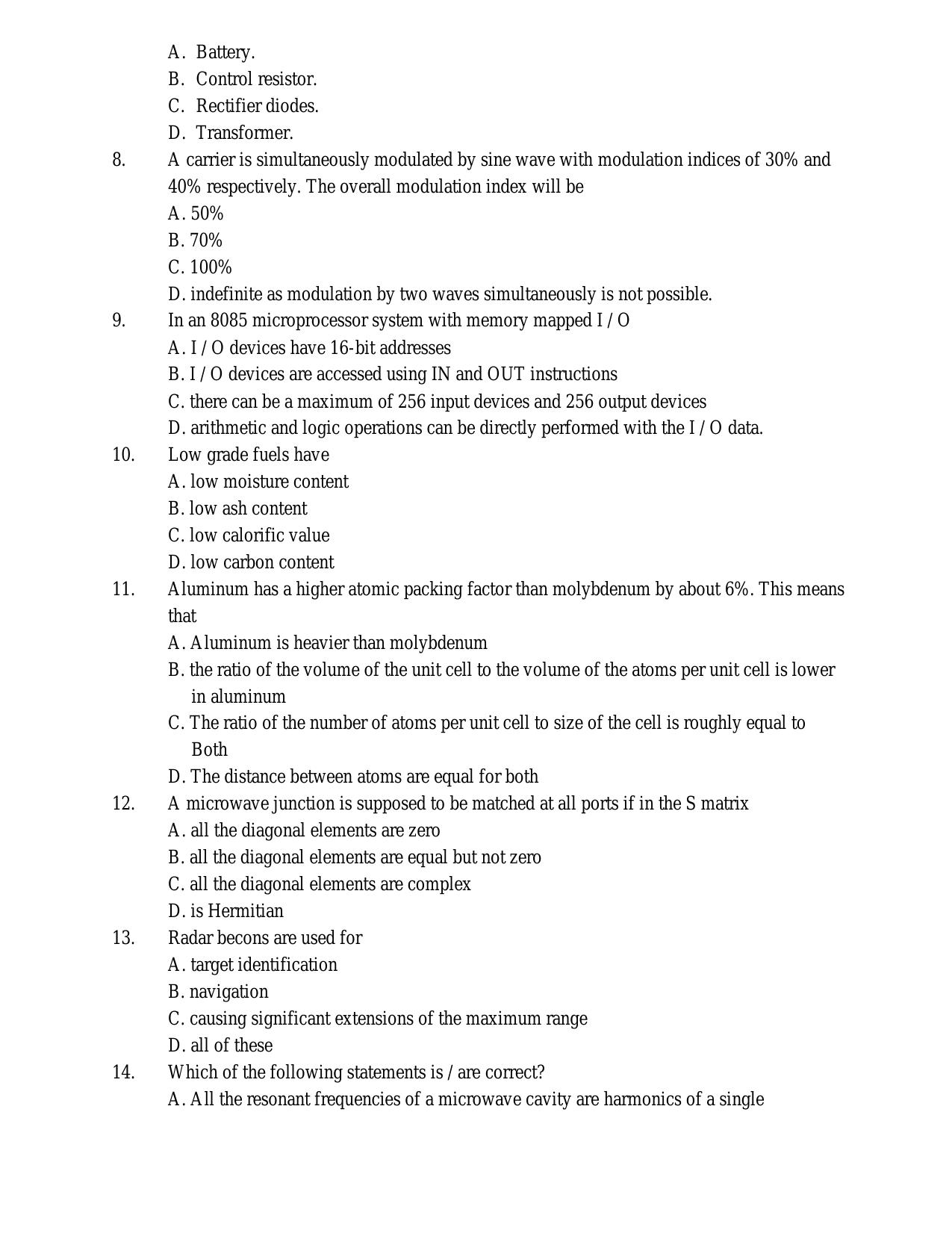 CSPHCL JE Electronics Previous Year Paper - Page 3