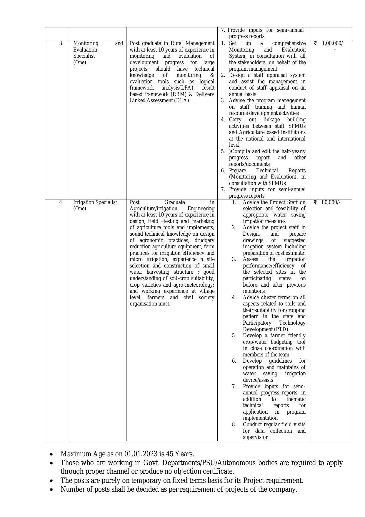 WAPCOS Limited Invites Application for Irrigation Specialist and Various Posts Recruitment 2023 - Page 1