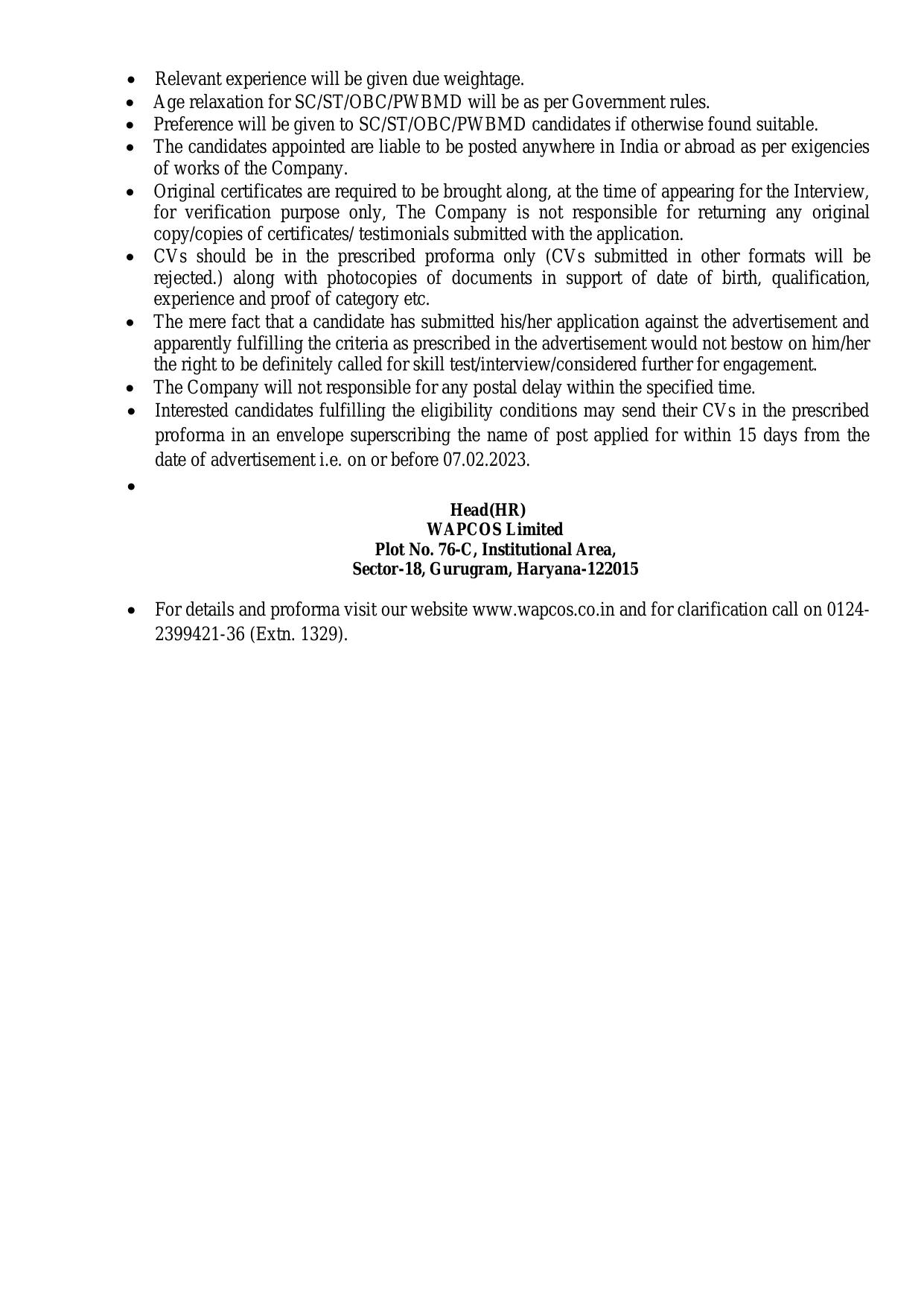 WAPCOS Limited Invites Application for Irrigation Specialist and Various Posts Recruitment 2023 - Page 2