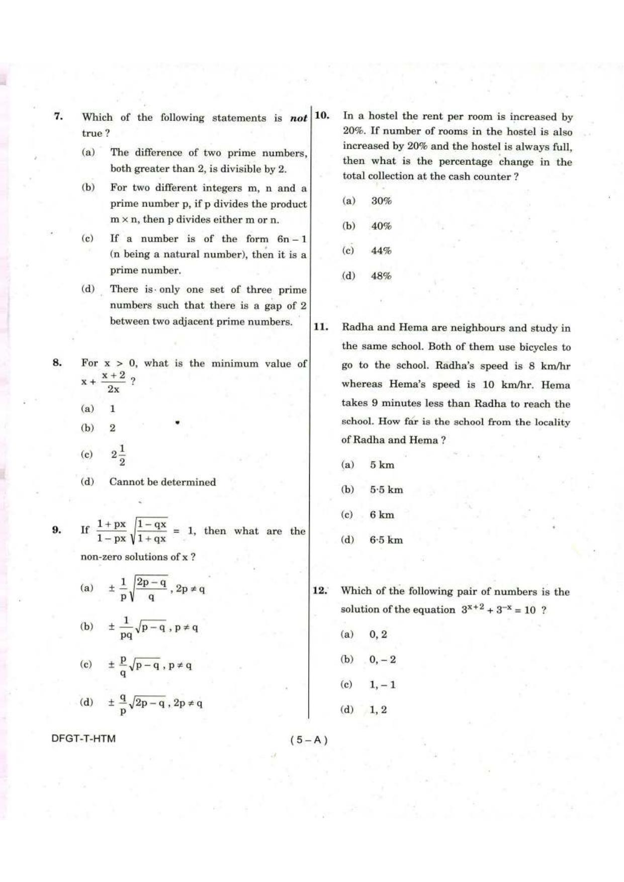 To Download Arunachal Pradesh Police Constable Elementary Mathematics Model Papers - Page 5