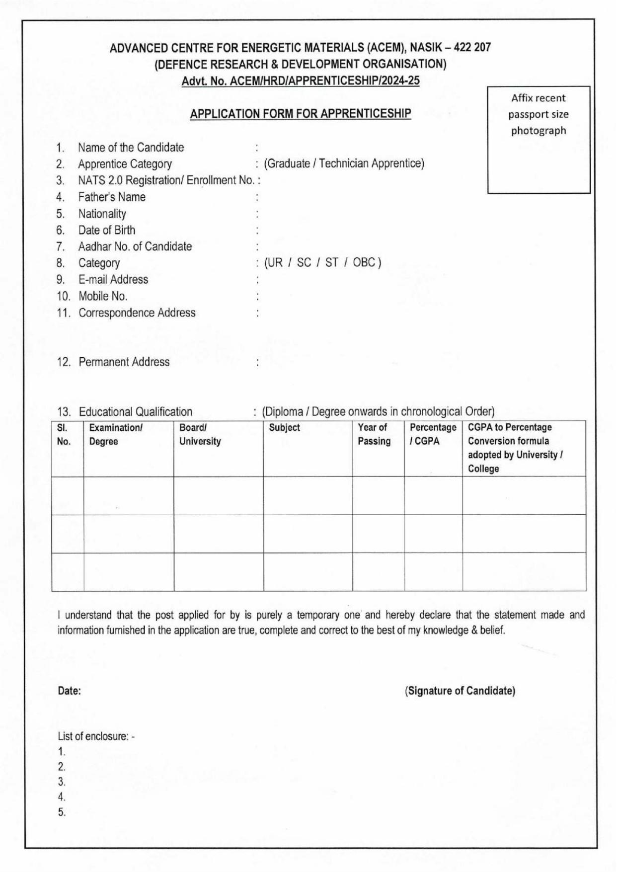DRDO-ACEM Graduate Apprentice, Technician Apprentice Recruitment 2024 - Page 3