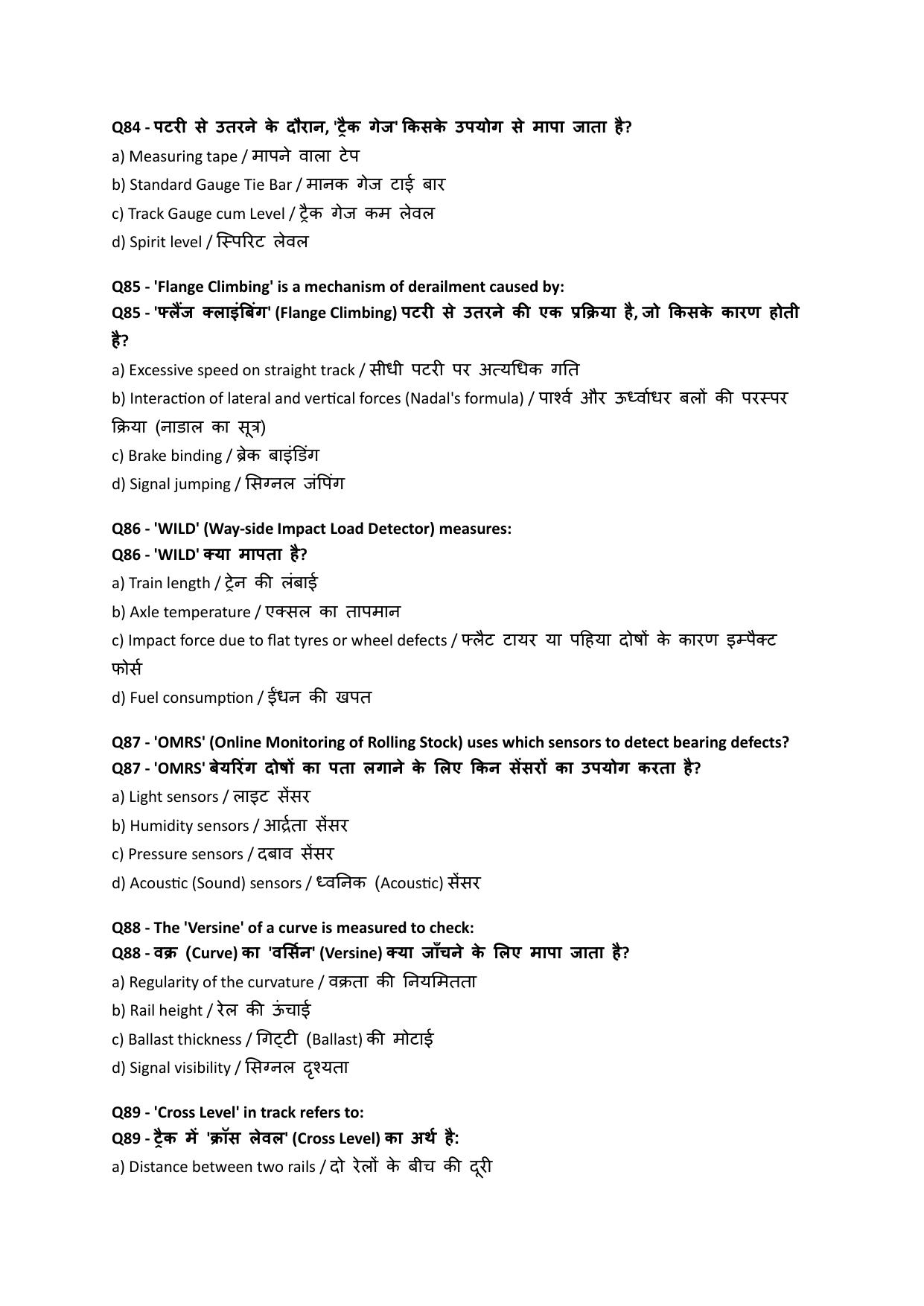 South Western Railway Senior Instructor CandW Level 7 (Shift-1) Question Paper - Page 16