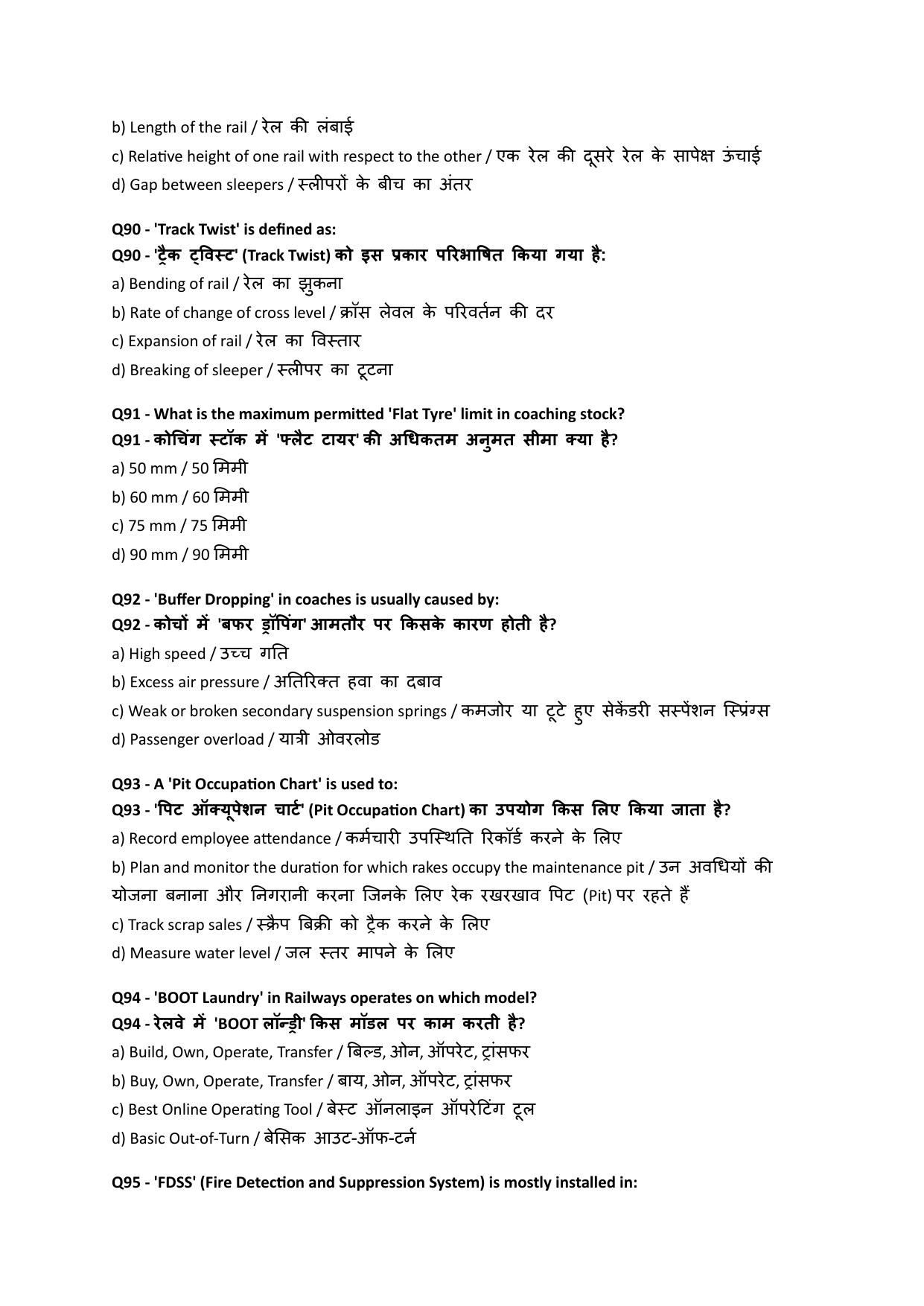 South Western Railway Senior Instructor CandW Level 7 (Shift-1) Question Paper - Page 17
