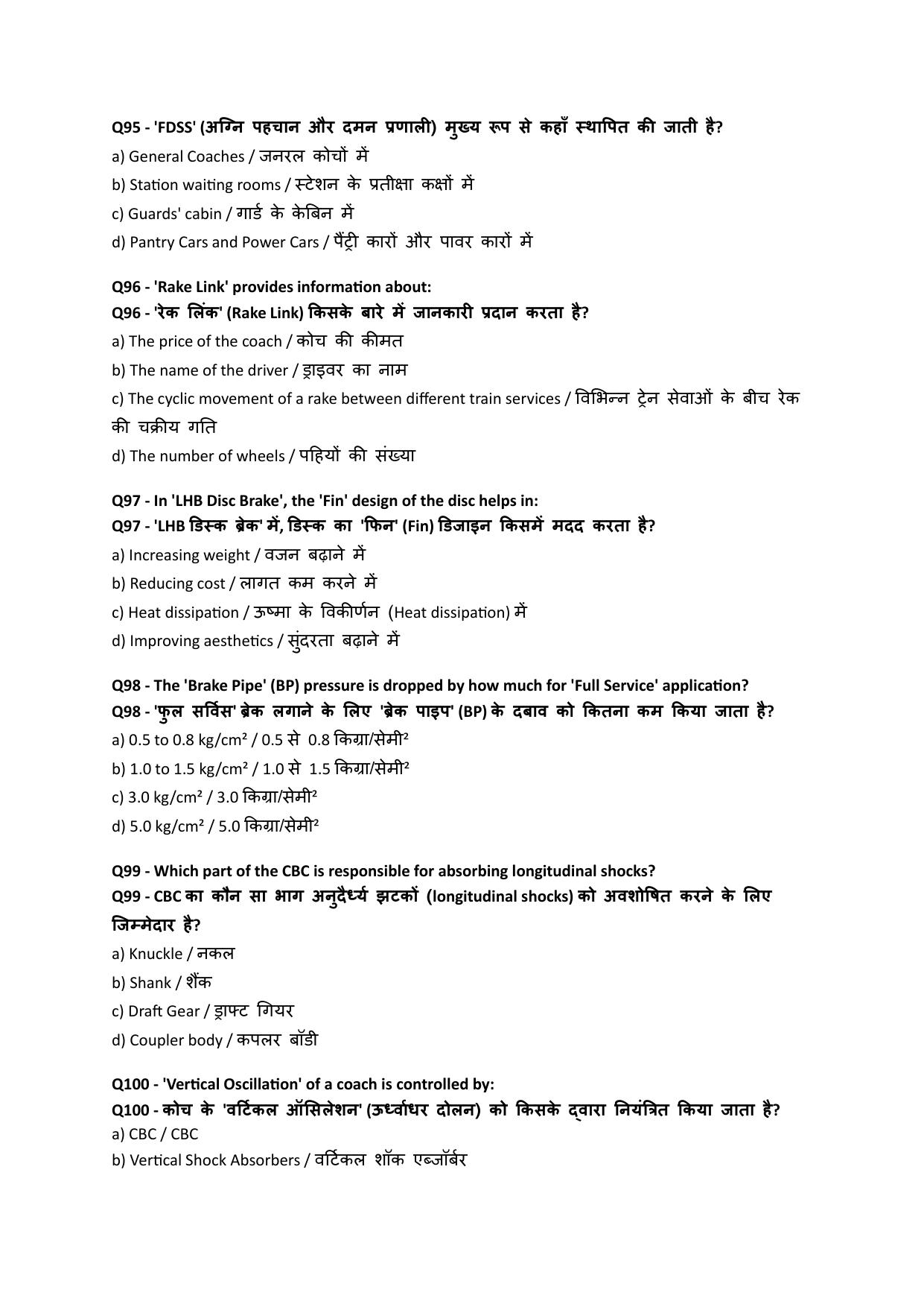 South Western Railway Senior Instructor CandW Level 7 (Shift-1) Question Paper - Page 18