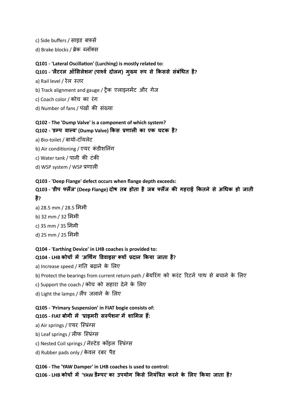 South Western Railway Senior Instructor CandW Level 7 (Shift-1) Question Paper - Page 19