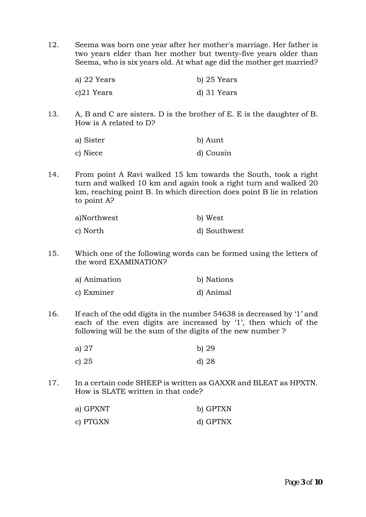 Question Paper of Office Assistant Gr. III (Advertisement No. 3/2023) - Page 3