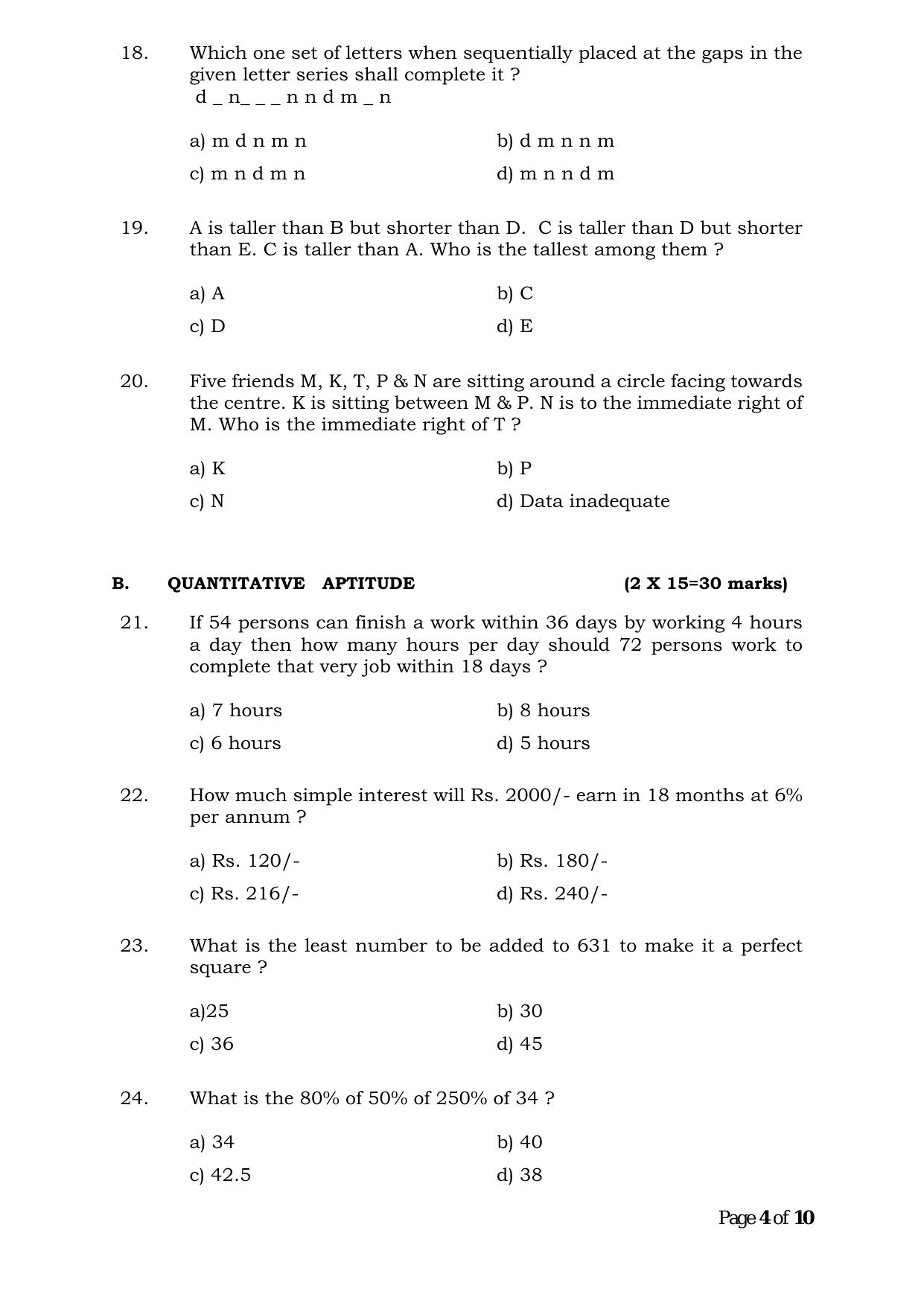 Question Paper of Office Assistant Gr. III (Advertisement No. 3/2023) - Page 4