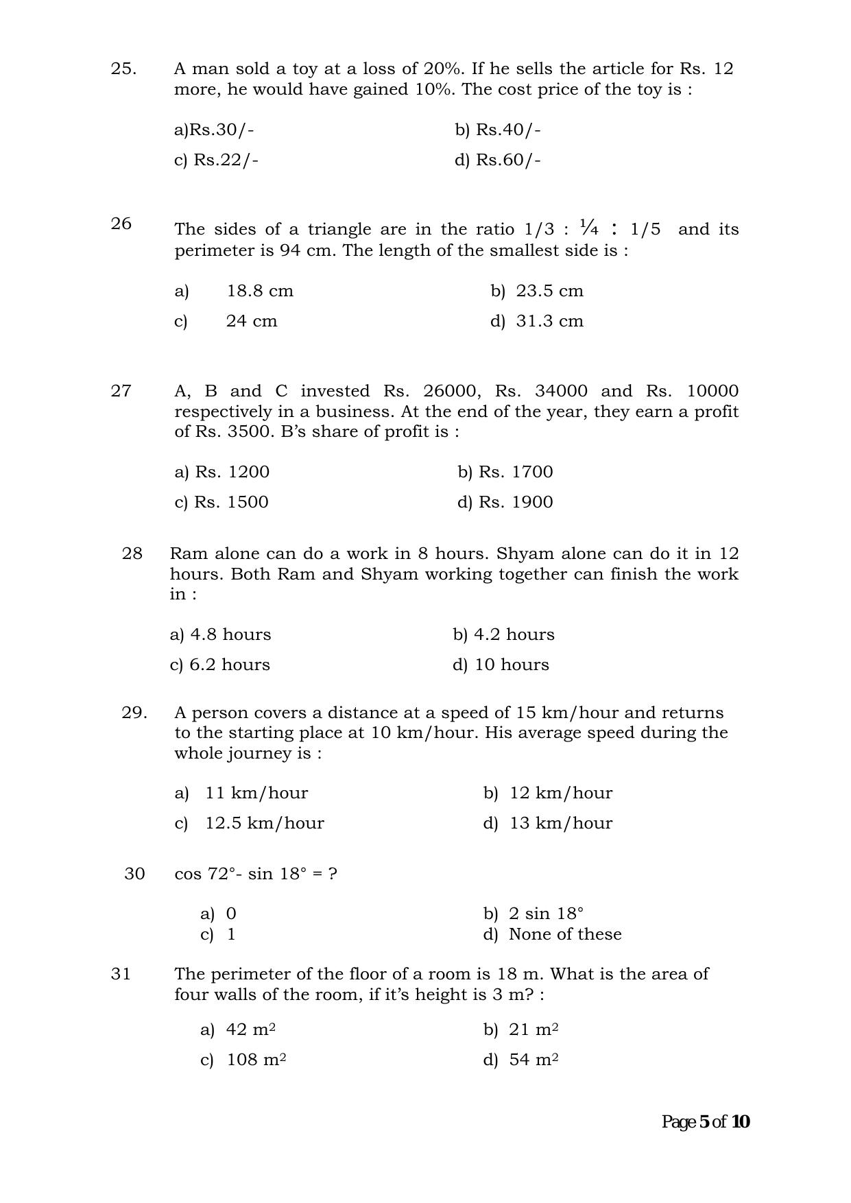 Question Paper of Office Assistant Gr. III (Advertisement No. 3/2023) - Page 5