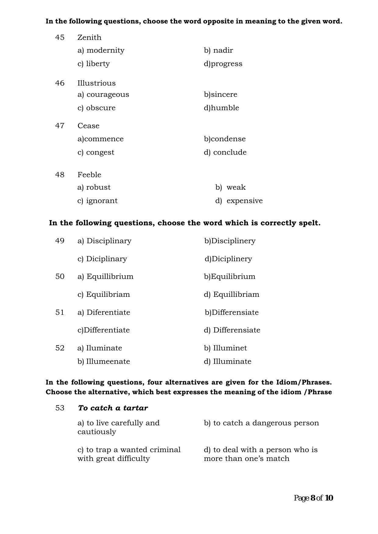 Question Paper of Office Assistant Gr. III (Advertisement No. 3/2023) - Page 8