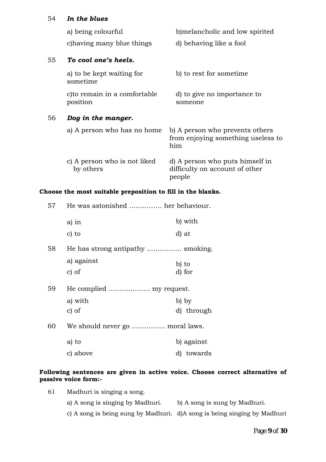 Question Paper of Office Assistant Gr. III (Advertisement No. 3/2023) - Page 9