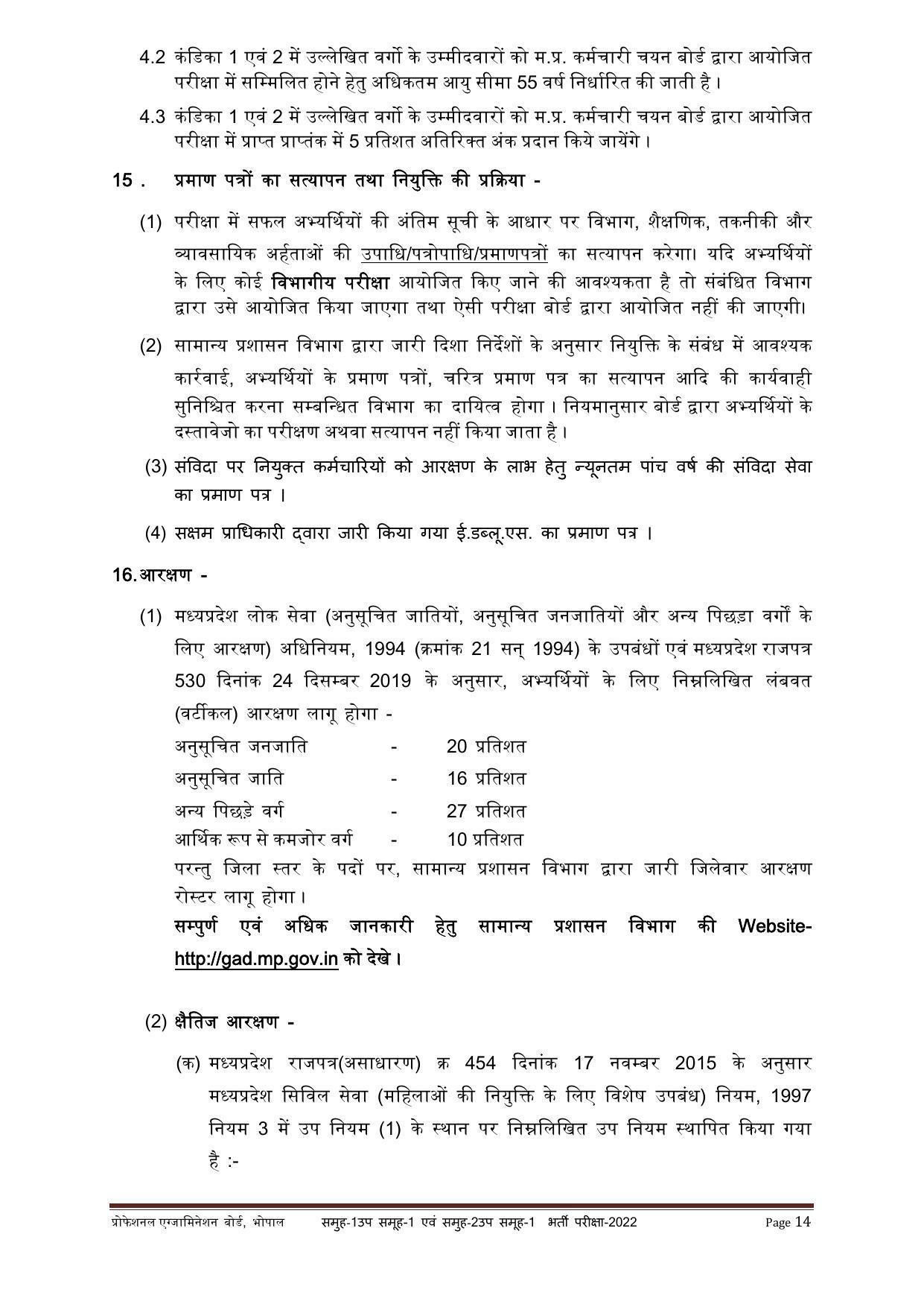 MPPEB Group-I Sub Group-I & Group-II Sub Group-I Recruitment 2022 - Page 45