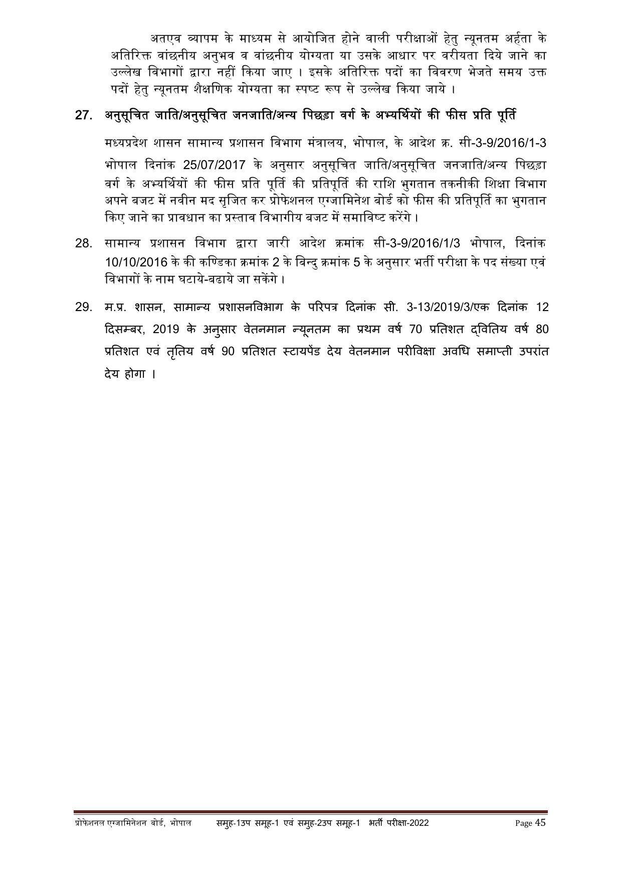 MPPEB Group-I Sub Group-I & Group-II Sub Group-I Recruitment 2022 - Page 61